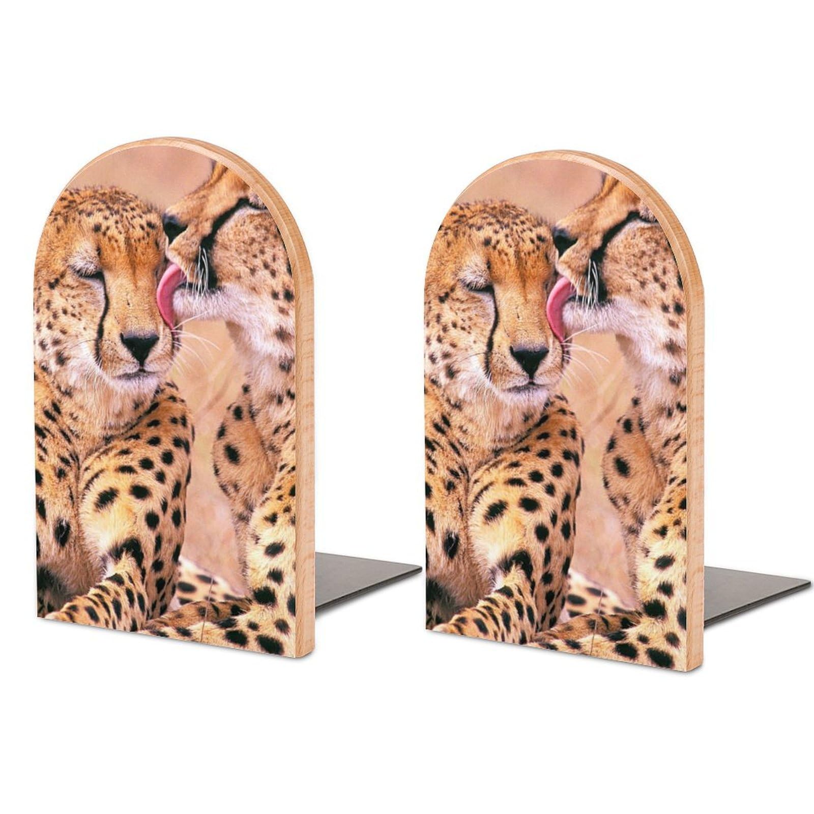 Jzemdybill Cheetah Couple One Pair Book Ends For Shelves, Bookends For Office And School
