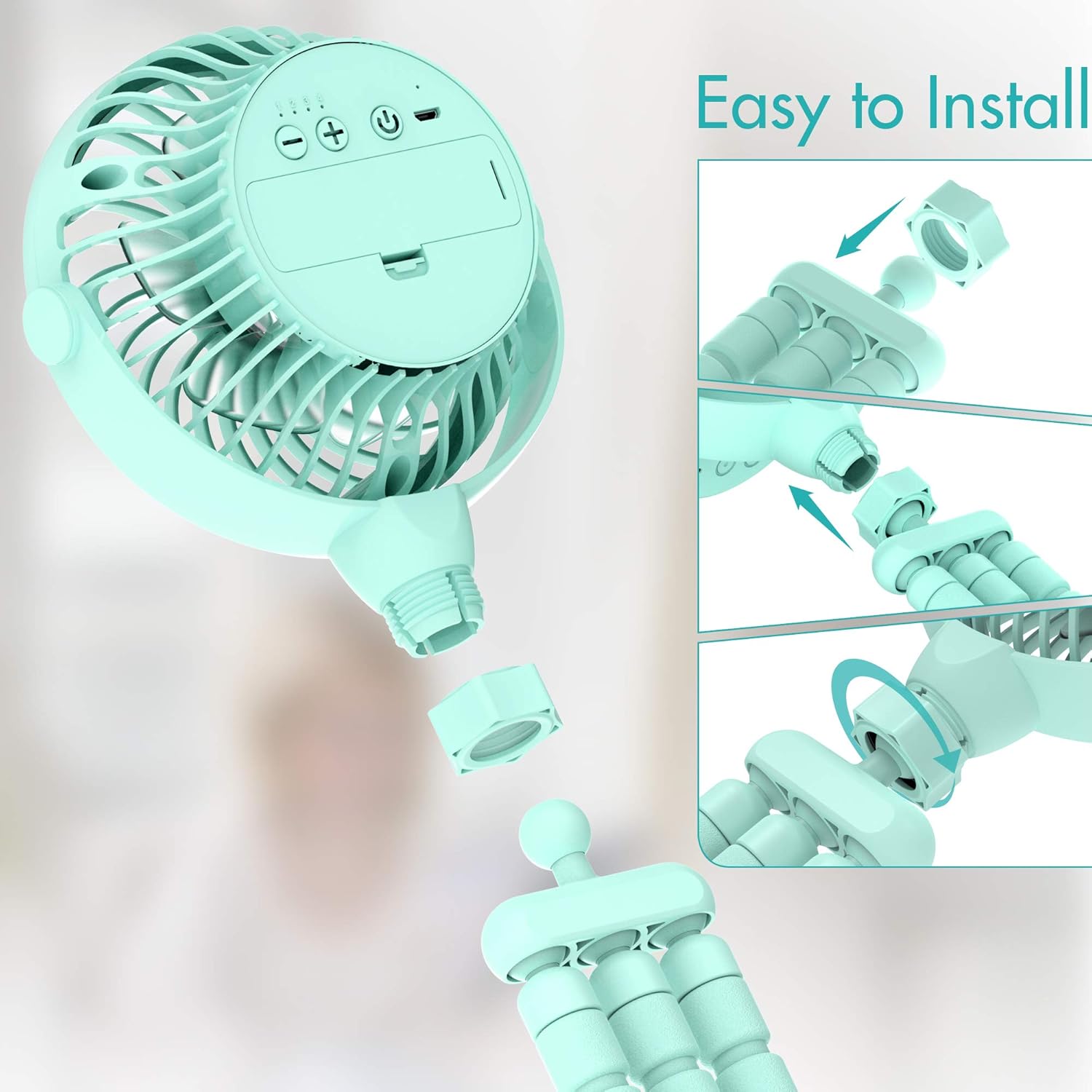 Authentic Crazy Deals Stroller Fan, 2600mAh Battery Powered Personal Desk Air Circulator Fan with Flexible Tripod, Ultra Quiet 4 Speed 360° Rotatable USB Fan for Stroller Office Camping Hurricane Outage, Blue Free Shipping Offer Stroller Fan, 2600mAh Battery Powered Personal Desk Air Circulator Fan with Flexible Tripod, Ultra Quiet 4 Speed 360° Rotatable USB Fan for Stroller Office Camping Hurricane Outage, Blue