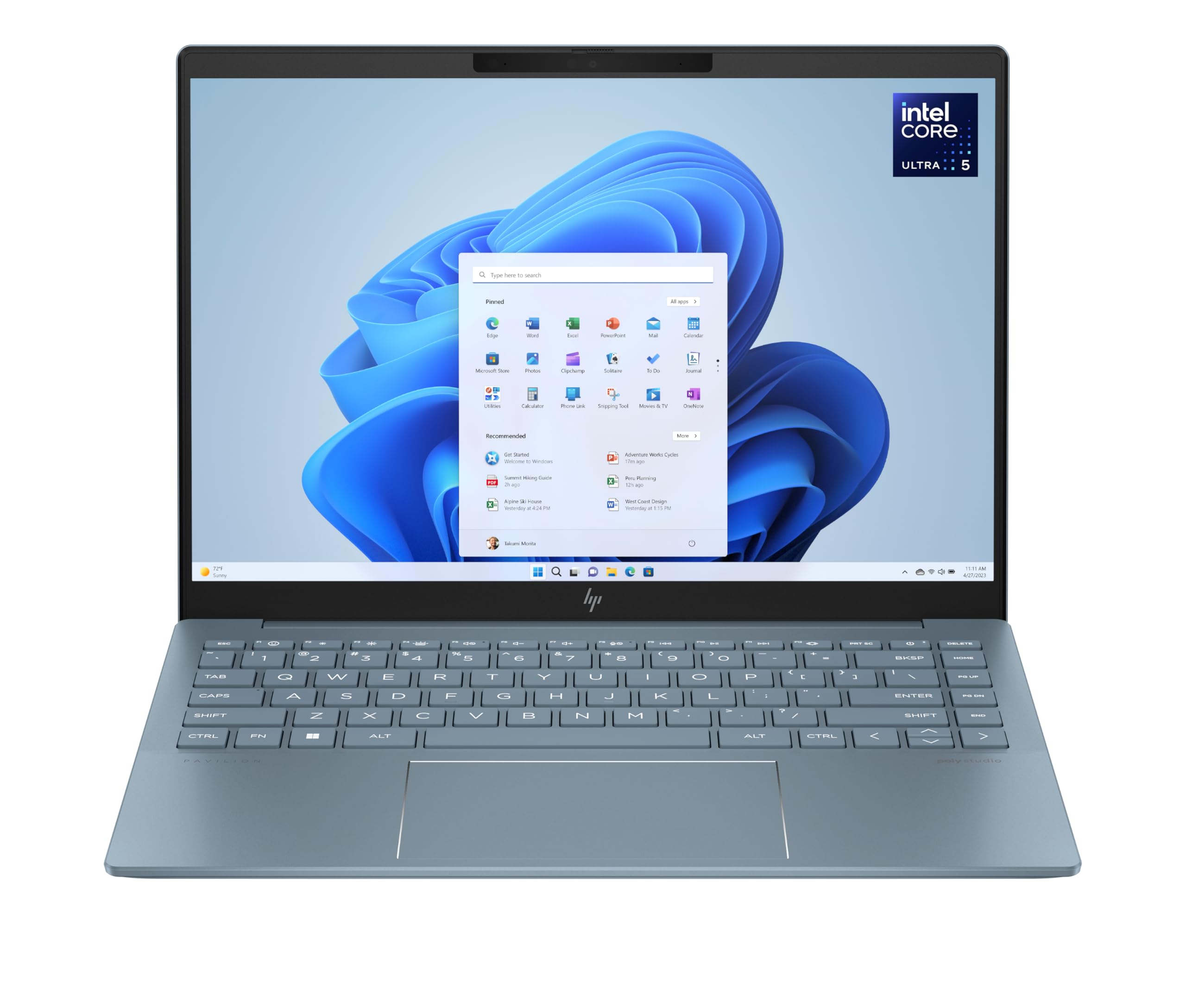 HP Pavilon Plus 14-ew1000sf Ordinateur Portable 14" 2.8K OLED 120 Hz, PC Portable (Intel Core Ultra 5 125H, RAM 16 Go, SSD 512 Go, Intel Arc Graphics, Windows 11), Laptop Bleu, Clavier AZERTY