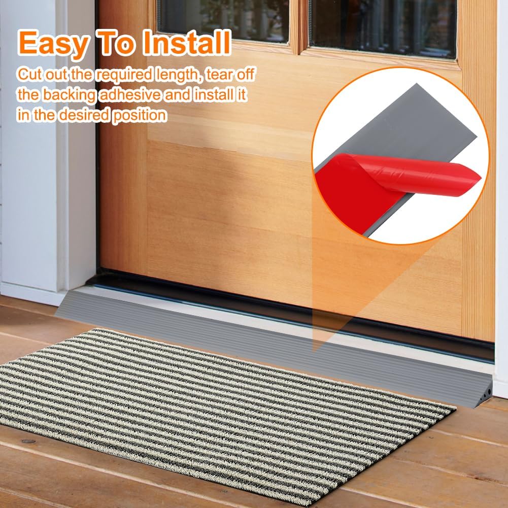 Rampa di Soglia per Porta in TPE, Altezza 2 cm, Carico Max 500 kg, Antiscivolo | per Sedie a Rotelle (Elettriche), Passeggini, Robot Aspirapolvere, Disabili | Design Resistente (Grigio, 100x6x2cm)