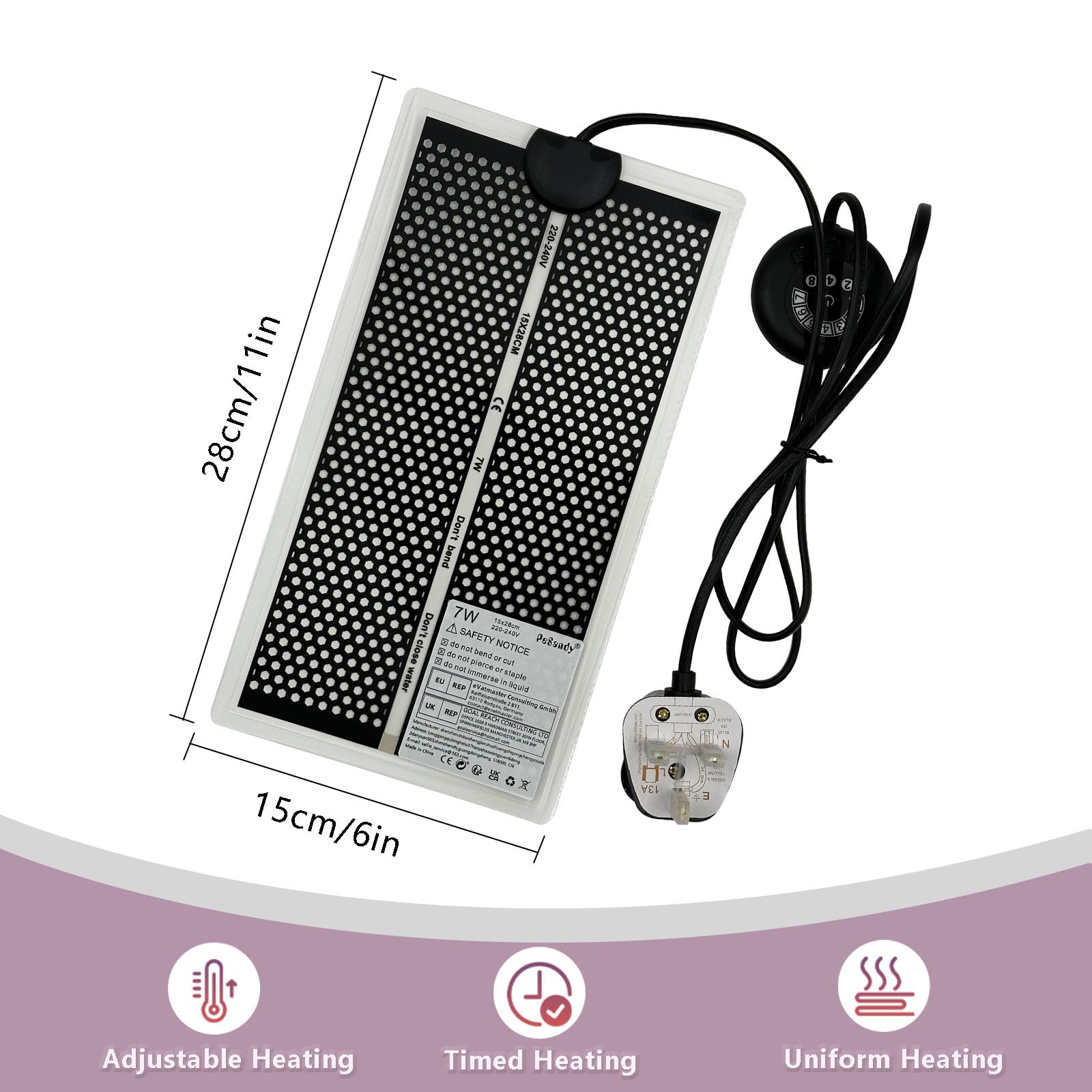 PeSandy Reptile Heat Pad with 7 Button Temperature Adjustment - Image 3