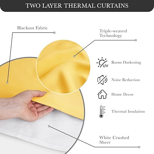 Miniatura 4 de PONY DANCE Cortinas opacas Cortinas de 84 pulgadas de largo con paneles superpuestos transparentes para habitación de bebé, sala de estar, comedor,