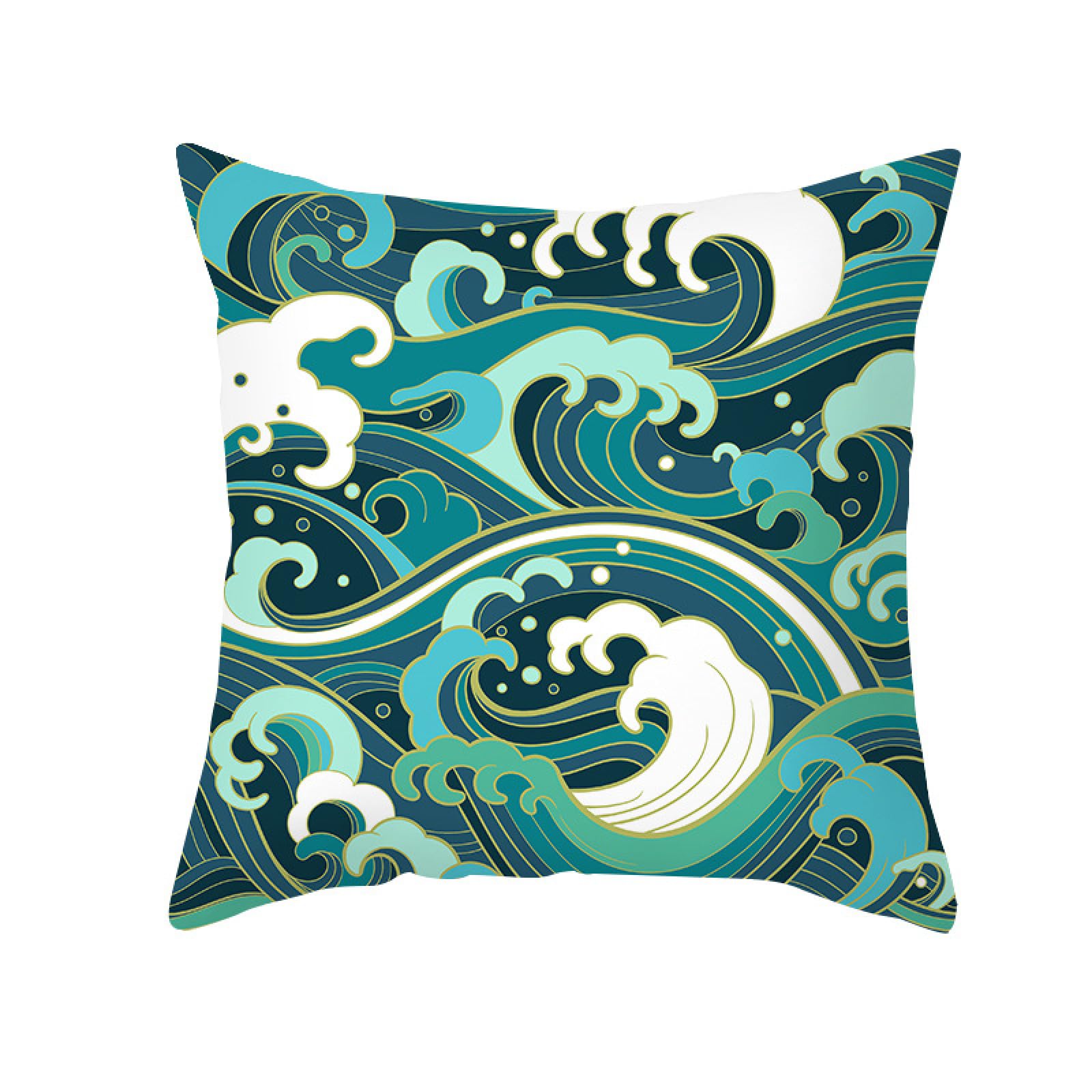 Cushion Covers Lake Blue Pillow Cases Soft Linen Cushions with Covers Included Washable Sofa Cushions with Invisible Zip Pillowcase Breathable Pillow Cover 50x50 Cushion Cover 1 Pack