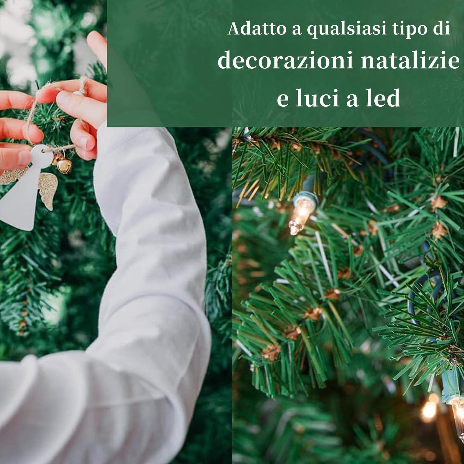 LEIVESTE- Albero di Natale Artificiale Slim Folto 180 Verde con 780 Rami Realistici,Albero di Natale Alto e Stretto con Base in Metallo,Verde
