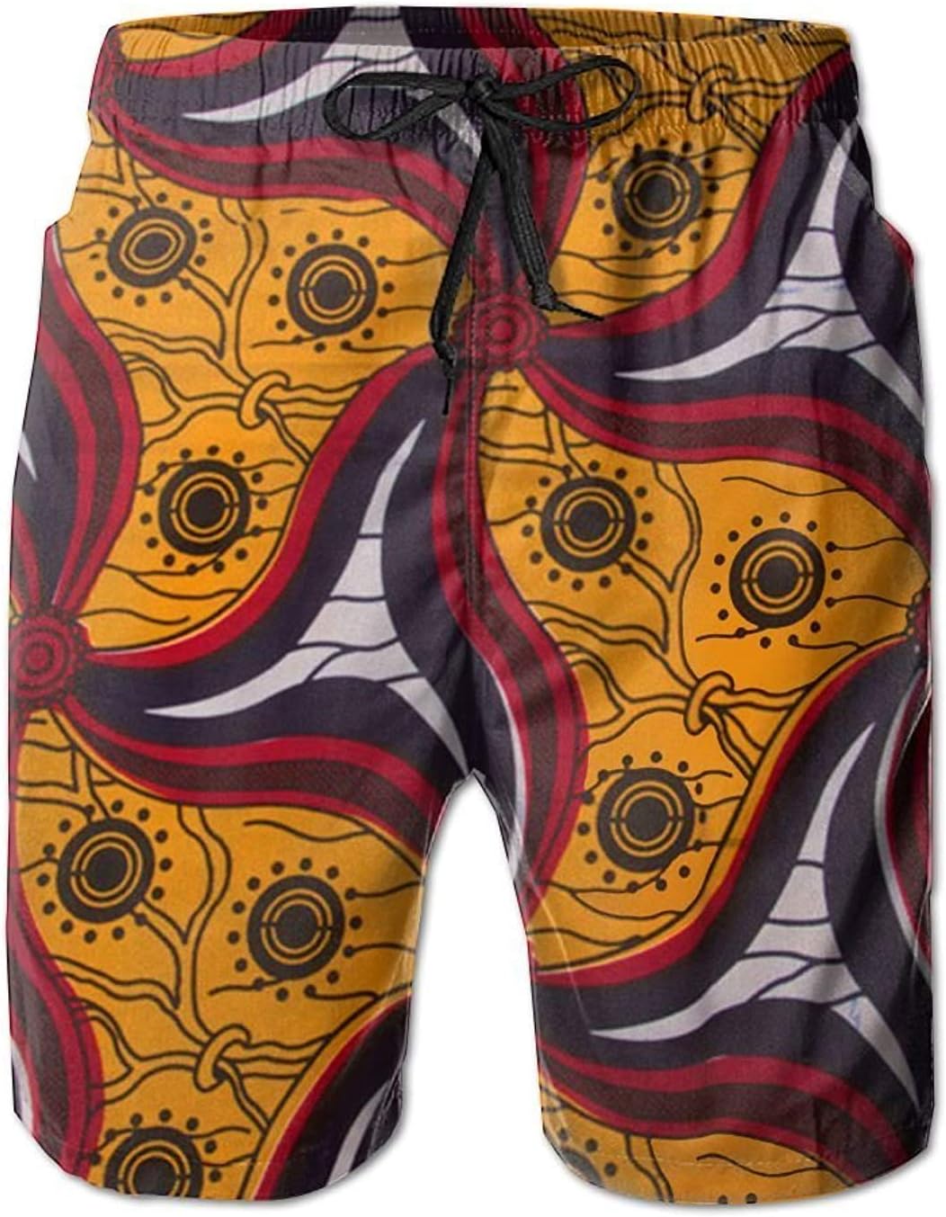 African Dashiki Men Lightweight Drawstring Swim Trunk Surf Board Shorts Swimwear Multicoloured