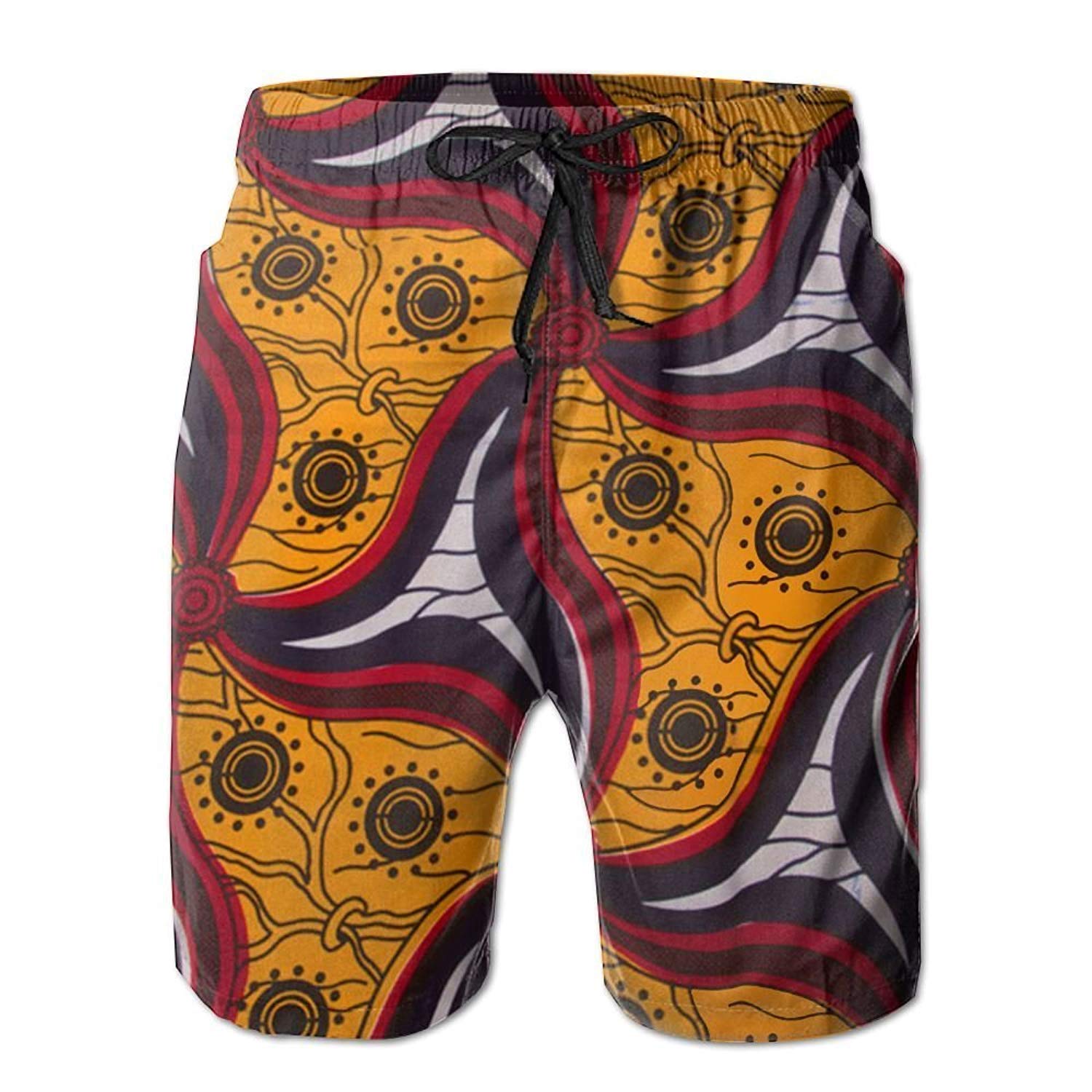 African Dashiki Men Lightweight Drawstring Swim Trunk Surf Board Shorts Swimwear Multicoloured