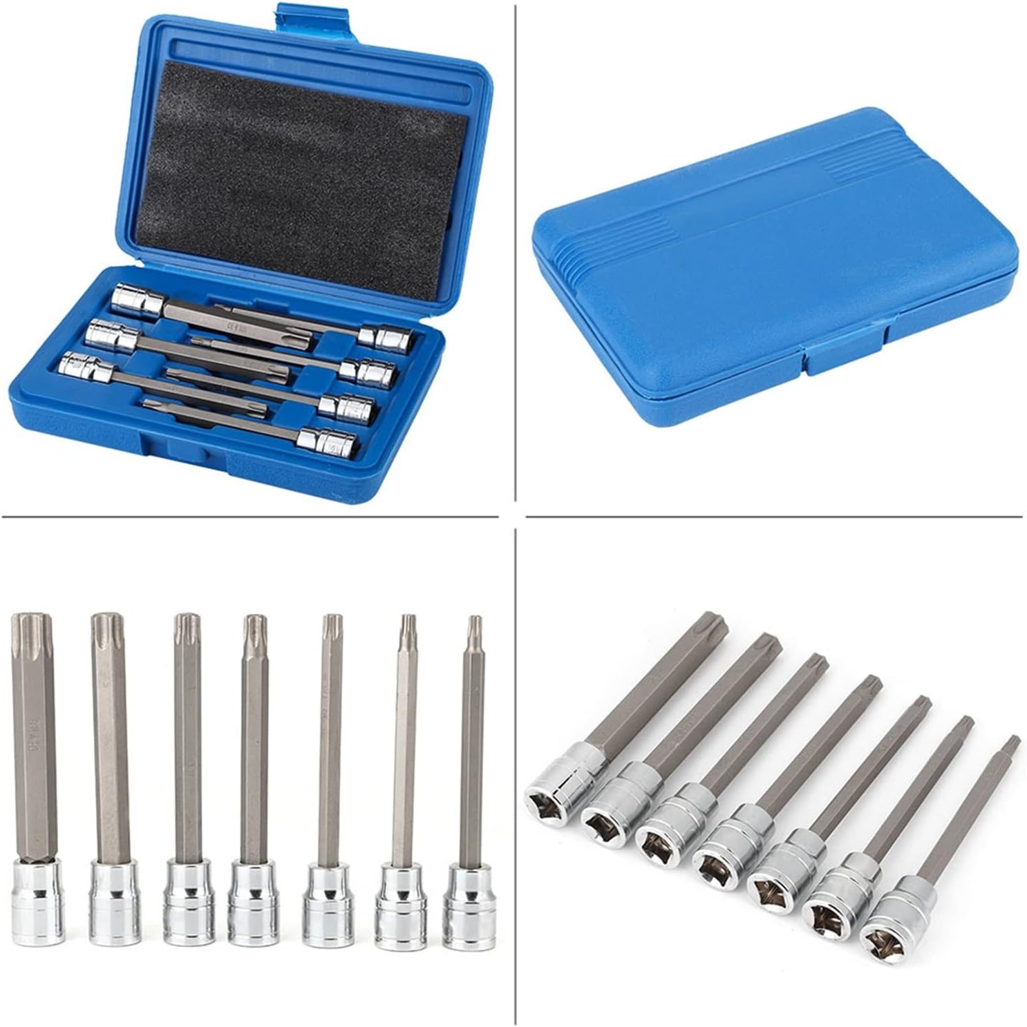 7Pcs/Box T25 T30 T40 T45 T50 T55 T60 3/8in Drive 110mm Extra Long Shank Torx Star Bit Socket Set Auto Car Repair Hand Tools Kit