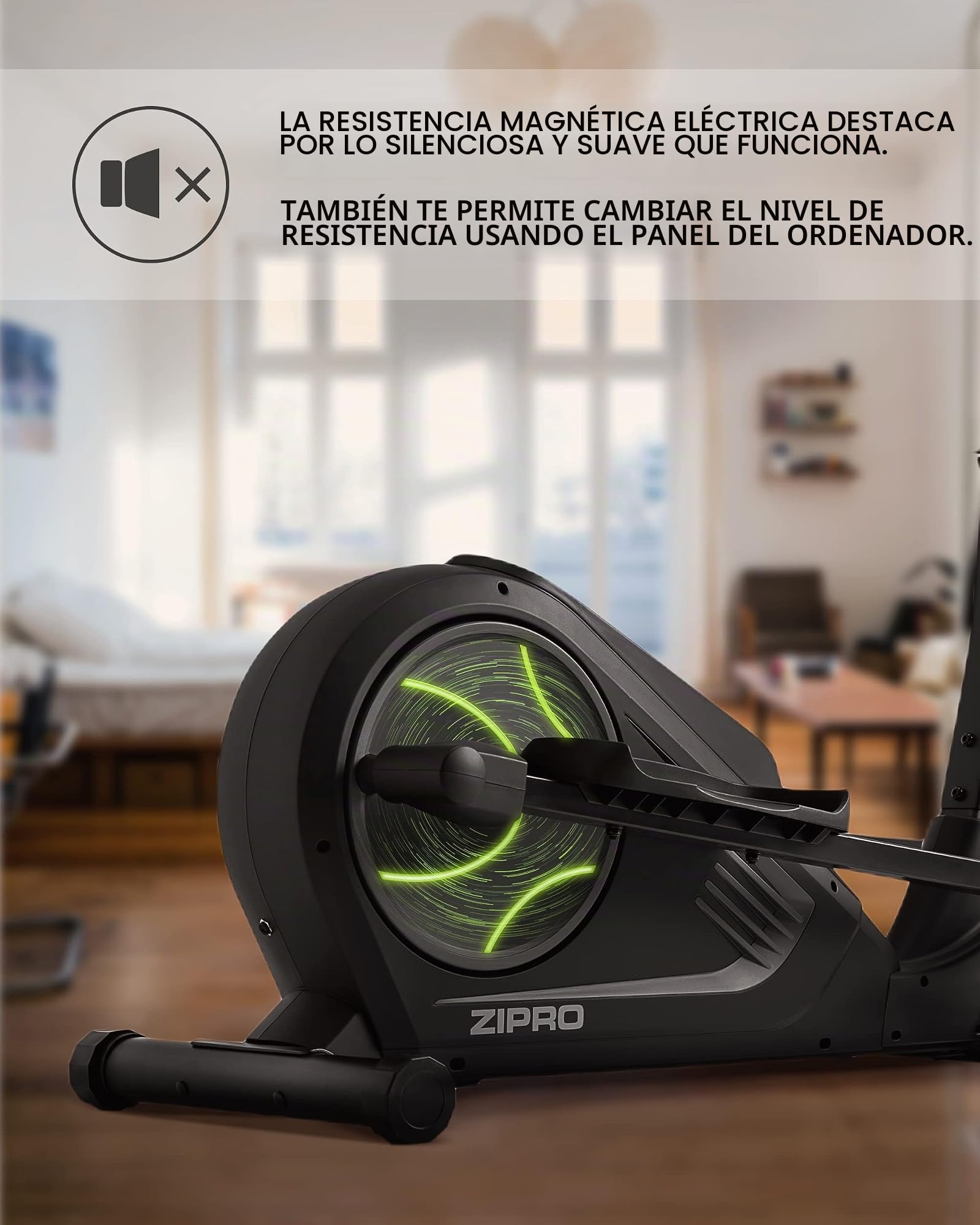 Zipro Elíptica Heat, Resistencia de hasta 150 kg, Ideal para el hogar, Equipo de Entrenamiento Cardiovascular, máquinas de Ejercicio, Entrenador doméstico, 32 Niveles de Resistencia