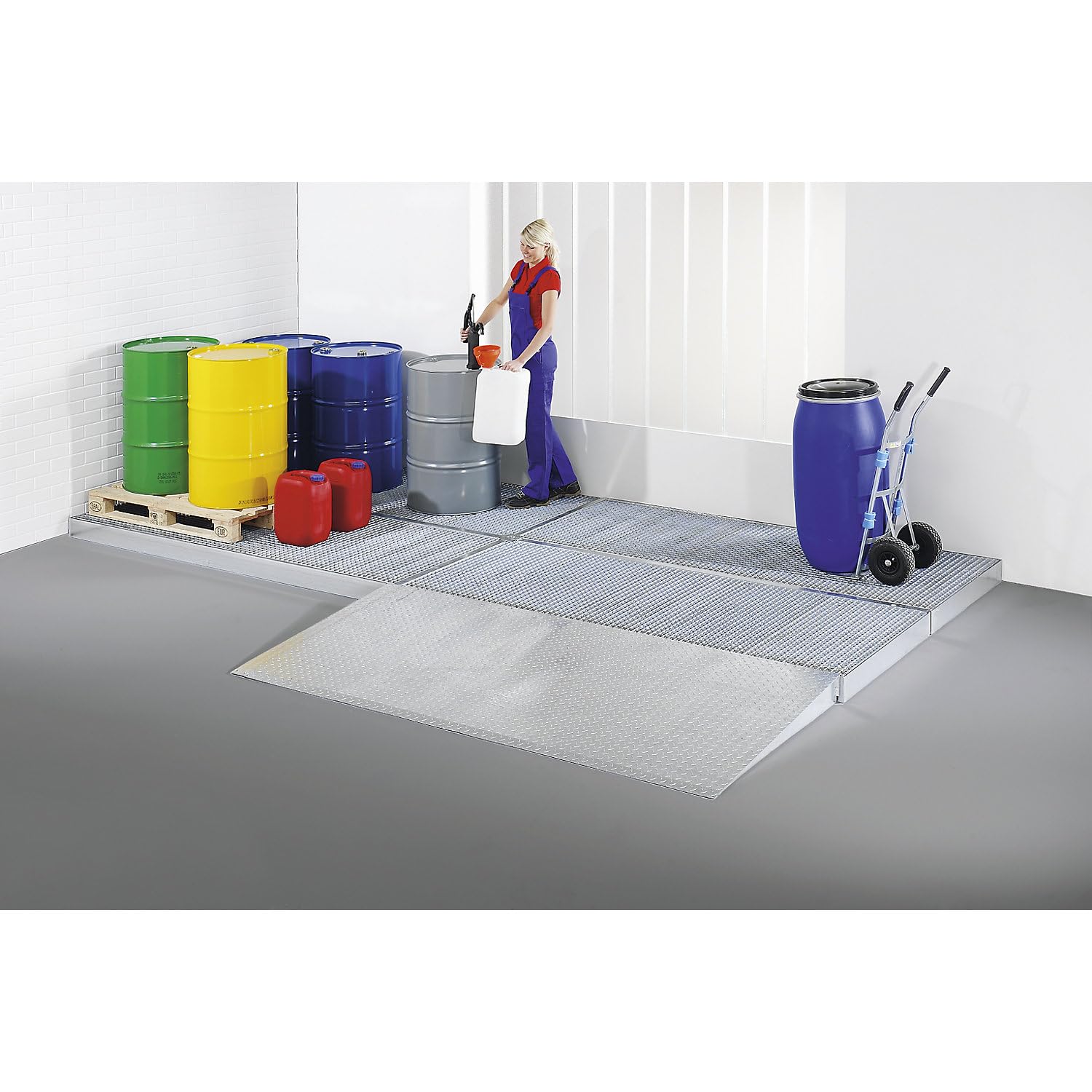 Certeo - Cubeta plana hecha de acero galvanizado - ancho 500 mm, capacidad de 85 l - bandejas de palets levellers rampa niveladores palet sumideros de almacenamiento y estaciones de toma de bandejas de recogida bandejas planas bandejas levellers bandejas