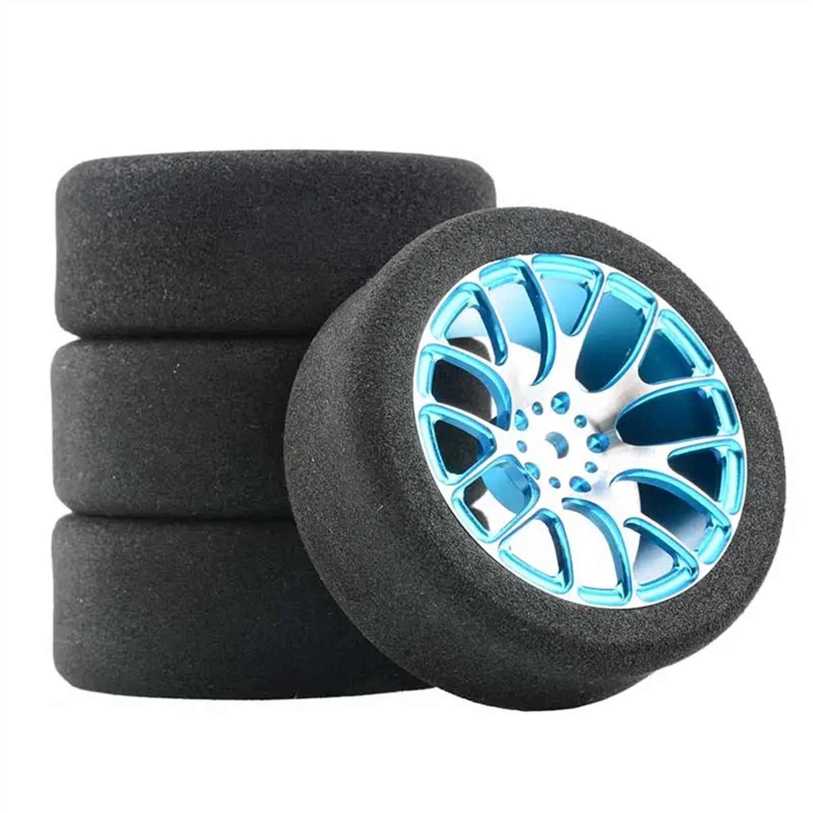 RC NeumáTicos Compatible con Wltoys 144001 124016 124017 124018 124019 104001 Juego De 4 Llantas De Espuma De 68 Mm para Neumáticos De Coche RC(Blue)