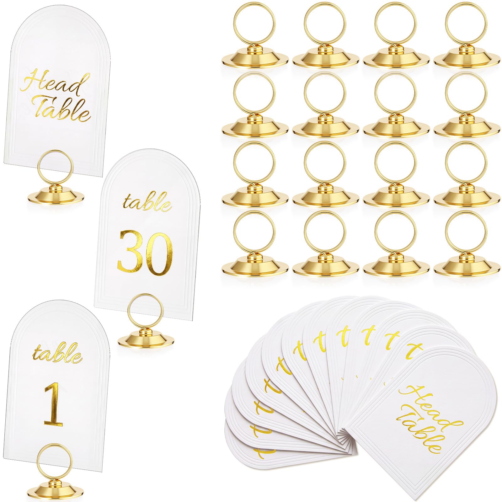 Novabright 31 Sets Table Number Cards with Holders, 1-30 Numbers, Gold