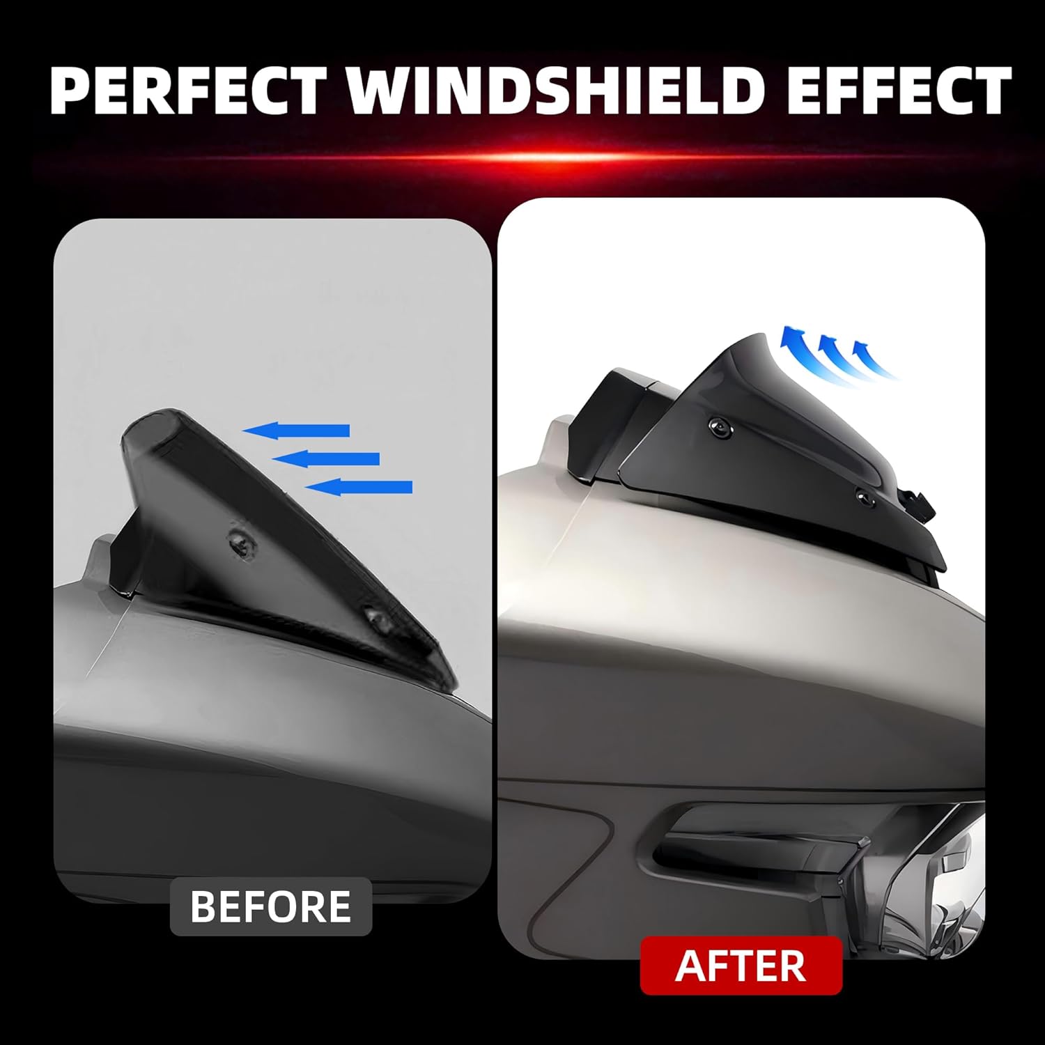 FATECIM 6" Wave Windshield Windscreen Air Deflector for Harley CVO Road Glide FLTRXSE 2023-up, CVO Road Glide ST FLTRXSTSE 2024-up, Road Glide FLTRX 2024-up Accessories (Smoke)