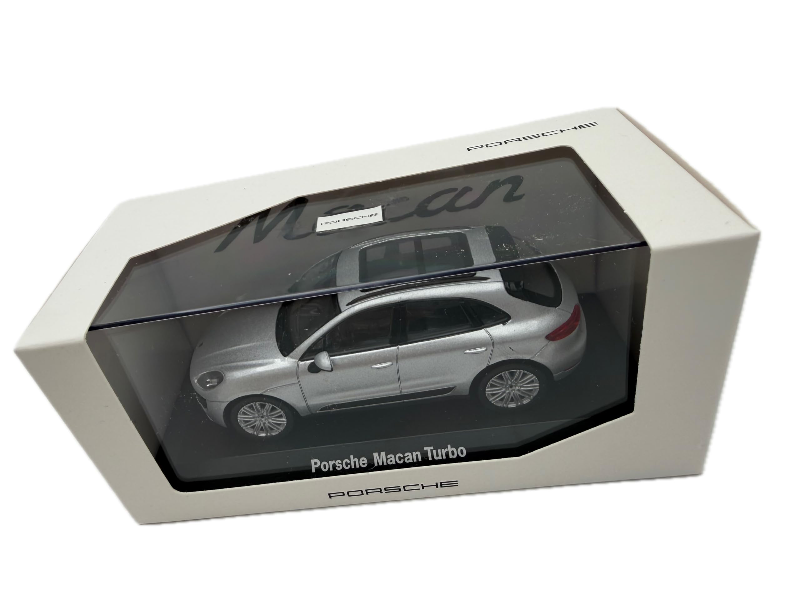 Porsche Macan Turbo Rhodium Modellauto 1:43, Silber - Detailgetreues Sammlermodell I GT Marketing I Miniatur Fahrzeug (Museum Edition)