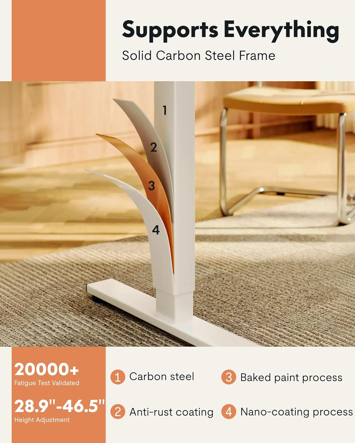 FLEXISPOT EN1 One-Piece Standing Desk, Electric Adjustable with 4 Memory Presets, 176 LBS Capacity, Stable & Quiet, Seamless Desktop for Home Office & Dual Monitors, 48"x24" Maple(White Frame)