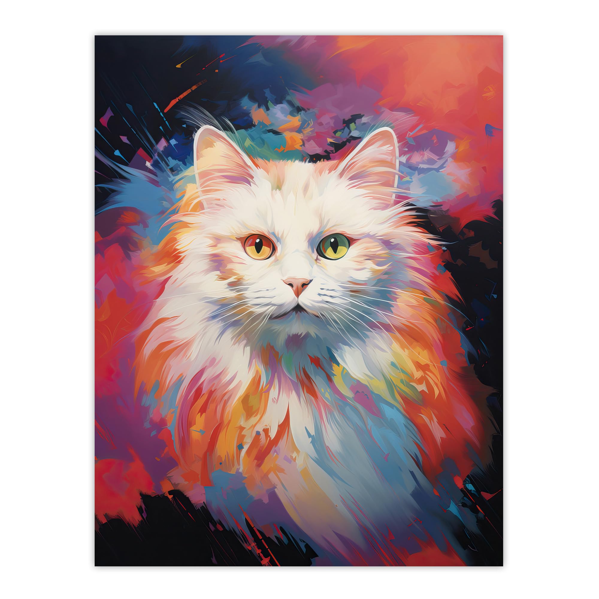 Artery8 White Birman Cat Lover Gift Pet Portrait Pastel Colour Purple Pink Blue Artwork Painting Large Wall Art Poster Print Thick Paper 18X24 Inch