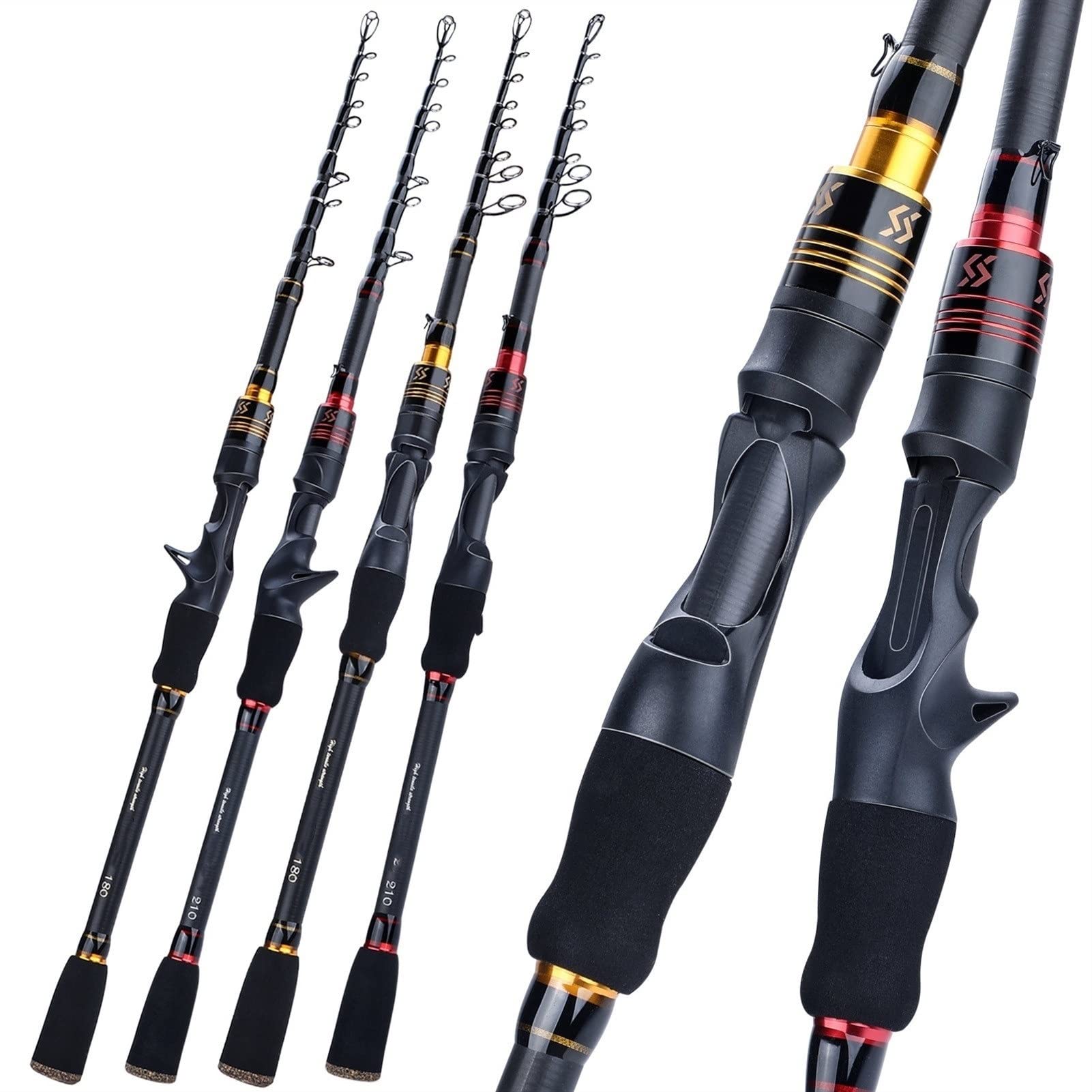 Canna da Pesca a Mosca 1.8m 2.1M Portatile Asta telescopica Portatile Ultralight Fibra di Carbonio Fibra di filatura/Casting Canna da Pesca da Viaggio per la Pesca