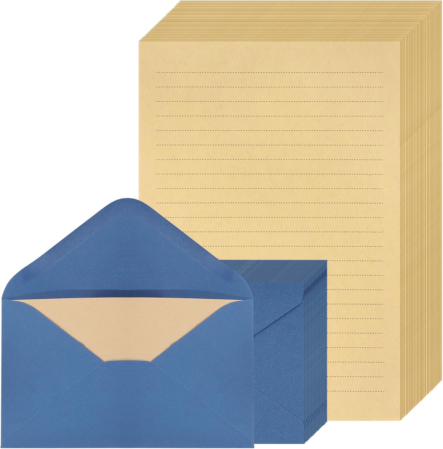 60 Pieces Stationery Set 40 Letter Writing Paper and 20 Envelope Navy Blue