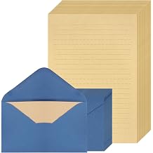 60 Pieces Stationery Set 40 Letter Writing Paper and 20 Envelope Navy Blue