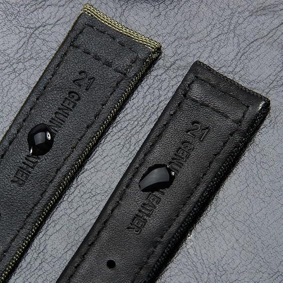 Durable Canvas & Leather Watch Band - Replacement Fabric Watch Strap for IWC Portofino Pilot Portuguese