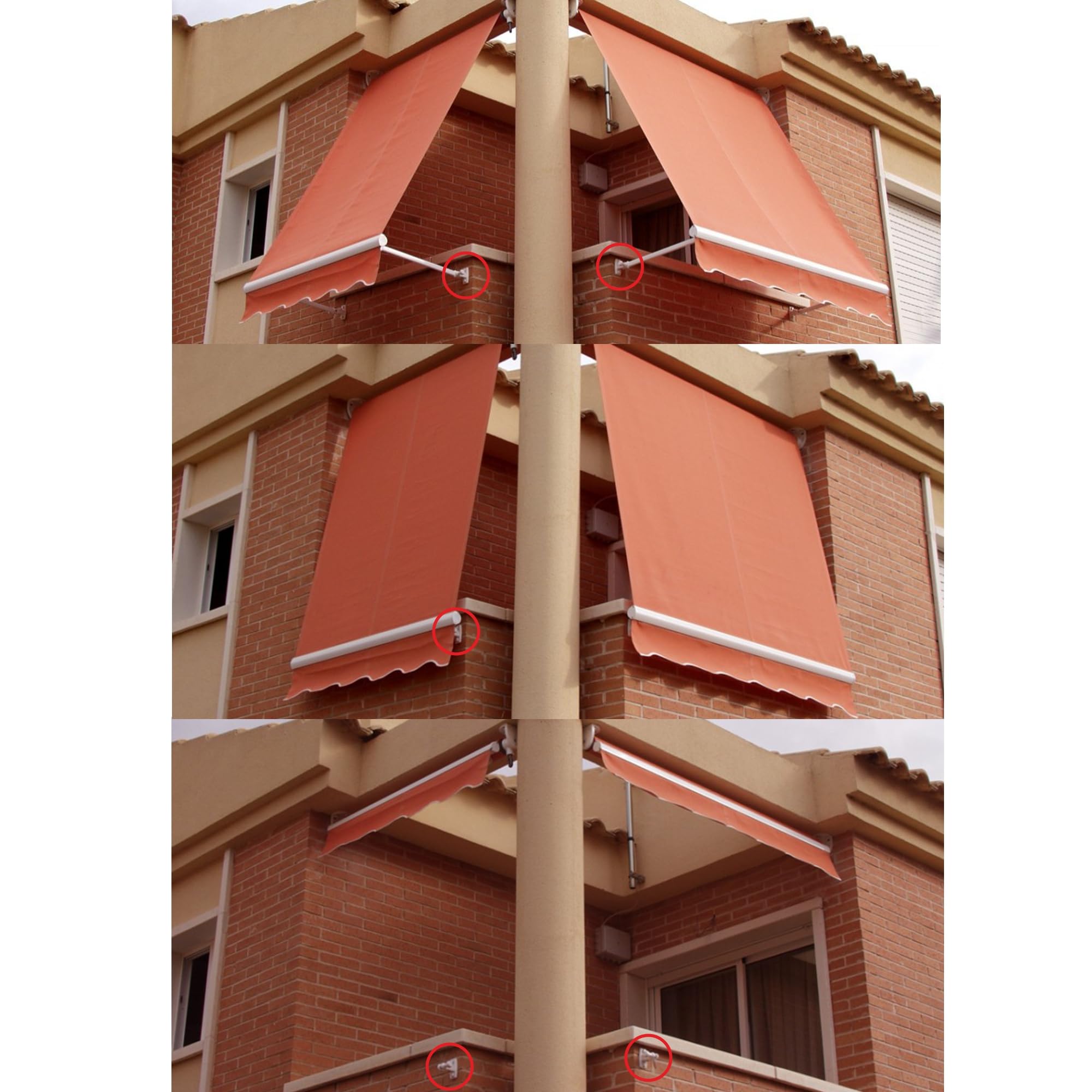 Teletoldo Juego de Terminales Soportes a Pared Blanco | Compatible con Soporte Brazo balcón | Tornillería Incluida | Pack 2 Unidades