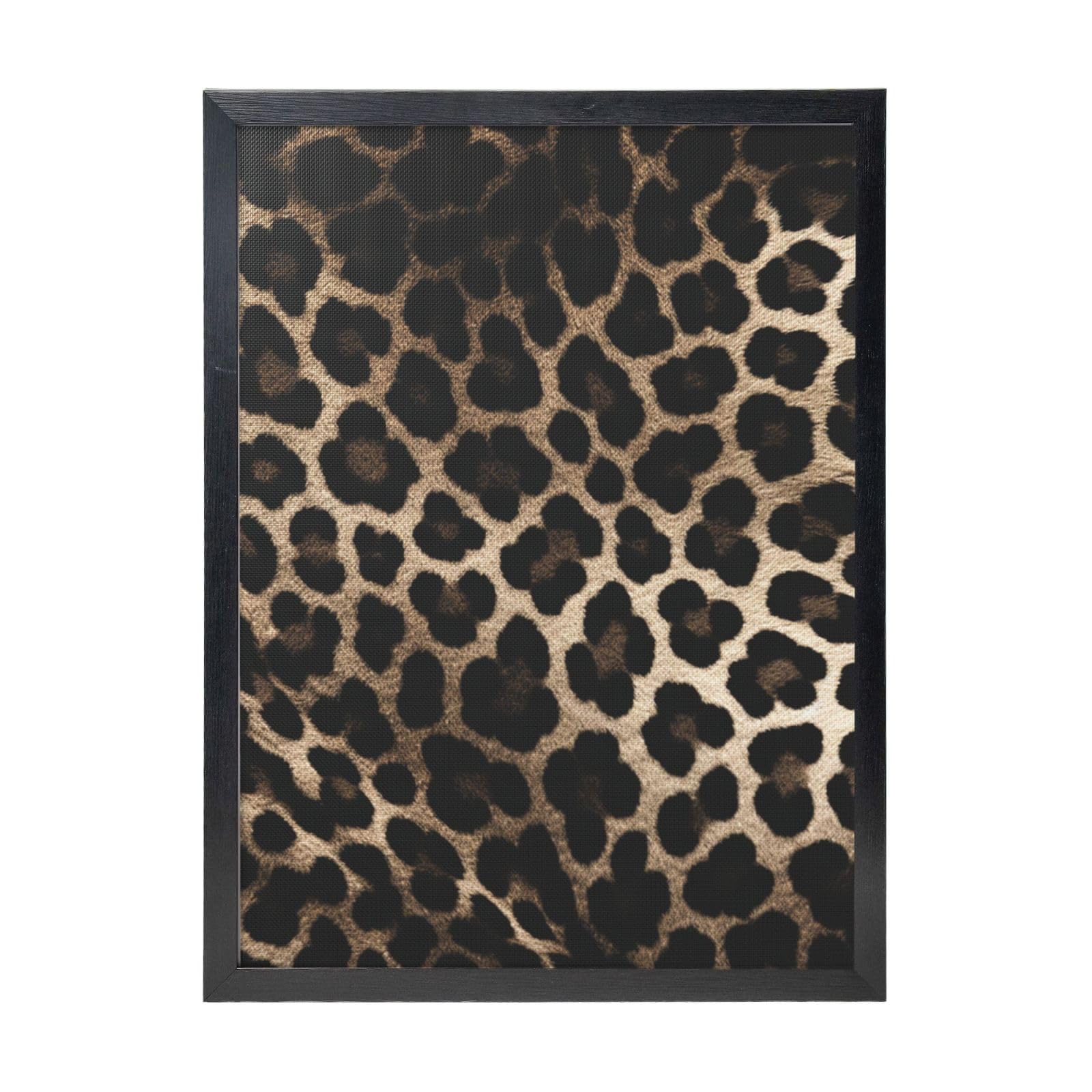 Framed Wall Art - Decorative Canvas Painting Black Leopard Print Pictures Poster Aesthetic Modern Prints Artwork for Bedroom Office Wall Decor Ready To Hang 12x16 in