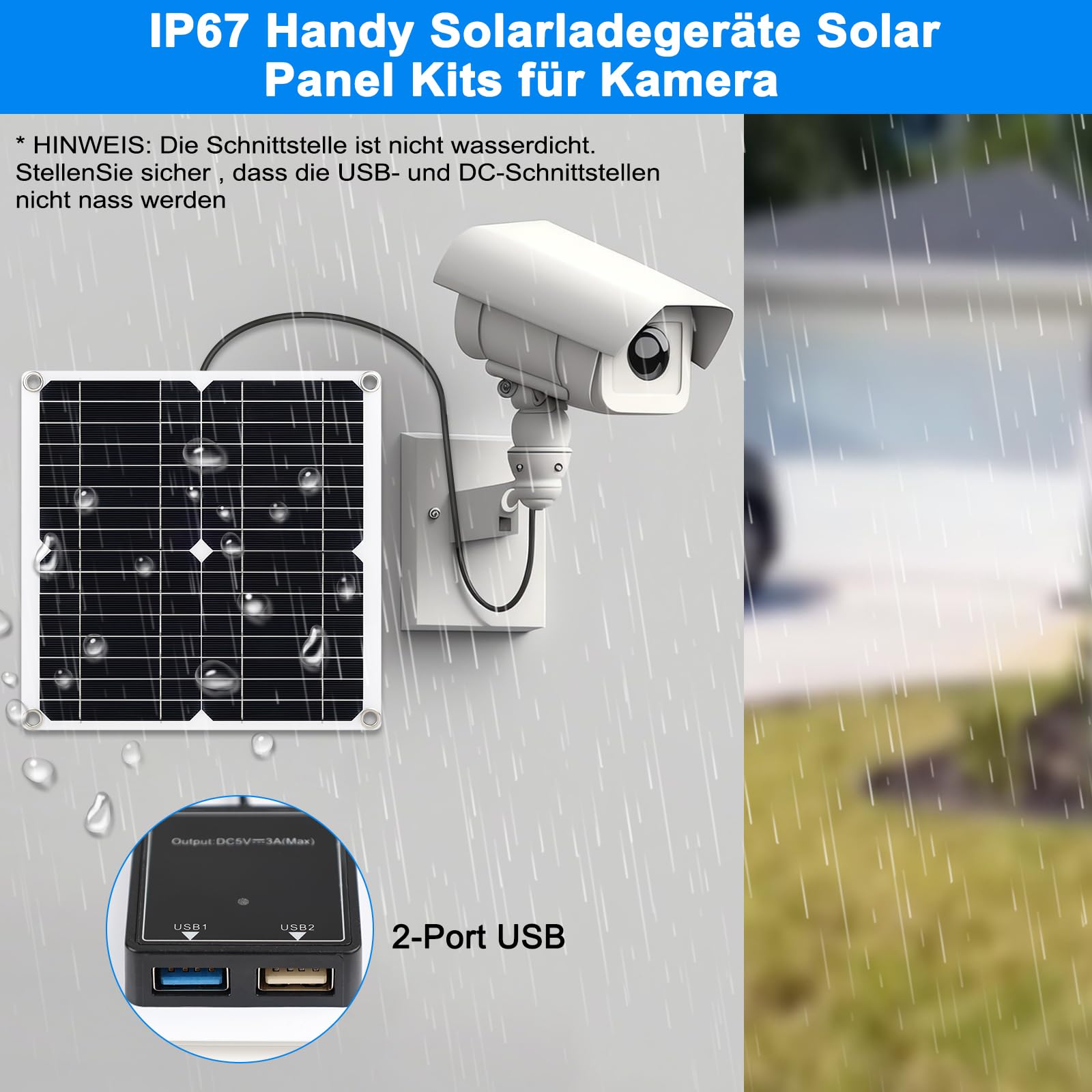 【12W Panneau Solaire Portable 16V Kit】KWODE 12W IP67 Chargeur Solaire 2-Port USB Mini Panneau Solaire Camera Exterieur Maintien de Charge Batterie Chargeurs Solaires Pour Téléphones Camping Car Moto