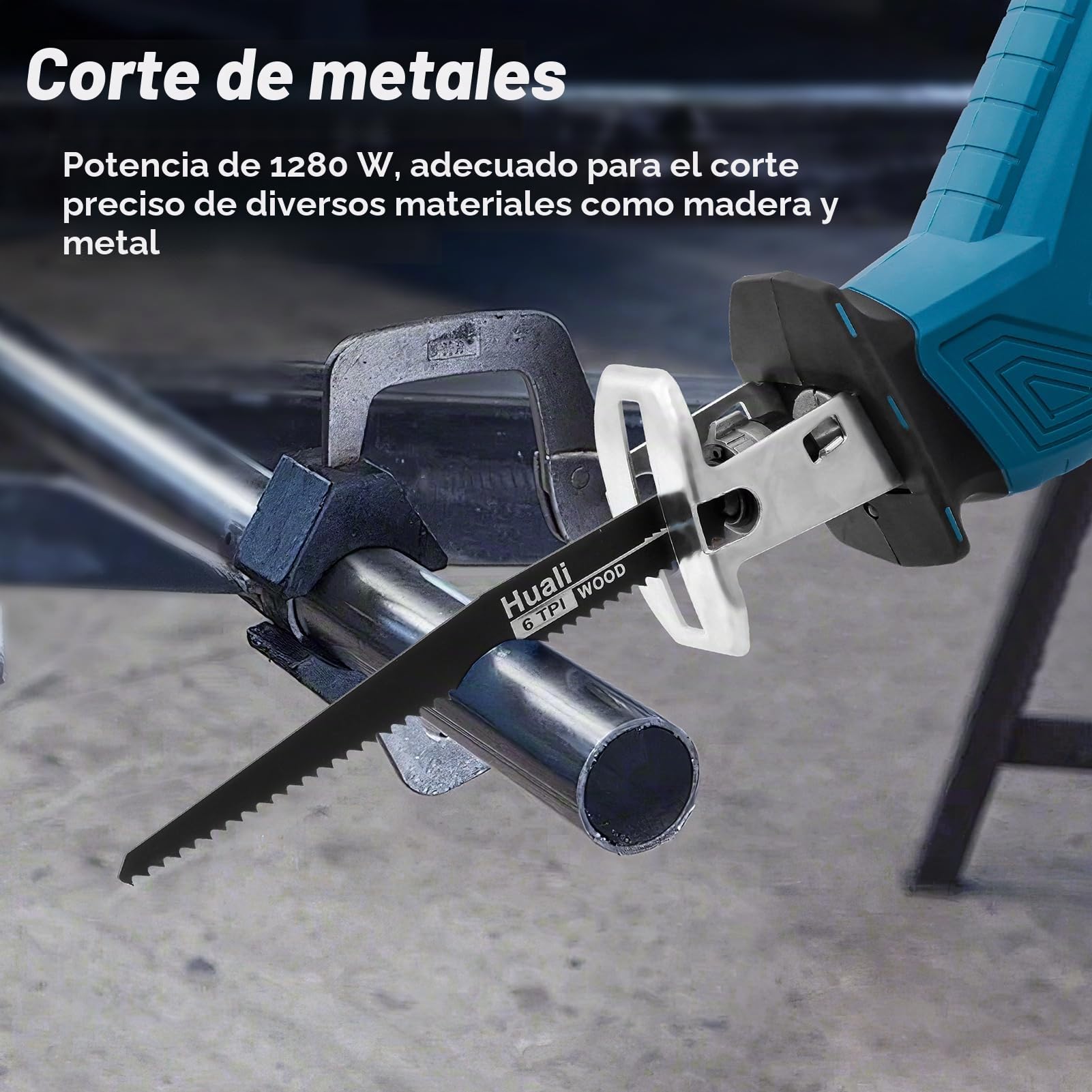 Sierra de sable Dibaful de batería universal de 0-4000 RPM 21V inalámbrica | Sierra recíproca con luz LED y 2 baterías de 2000mAh cargador de carga rápida 8 hojas de sierra para madera, metal, PVC