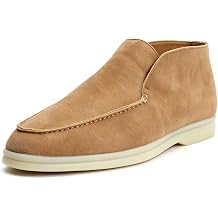 XOBZJH Women s Genuine Leather Suede Ankle Boots   Minimalist Slip-On Booties with Memory Foam Insole and Cushioned Sole for Everyday Wear
