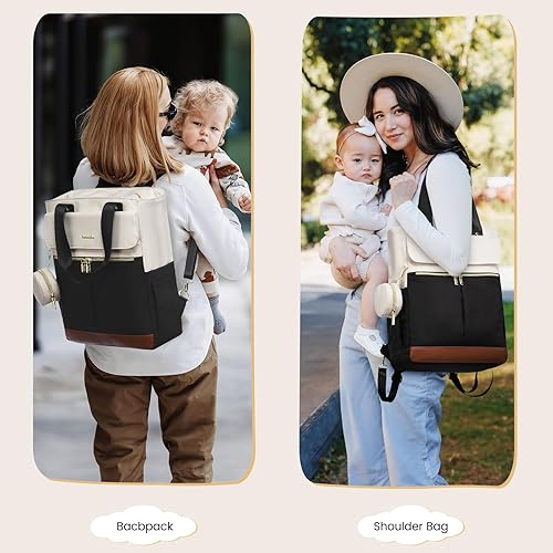 Miniatura 2 de LOVEVOOK Mochila para pañales, bolsa de pañales con bolsillos aislados, bolsa de bebé para niñas y niños con cambiador, bolsa de pañales grande para
