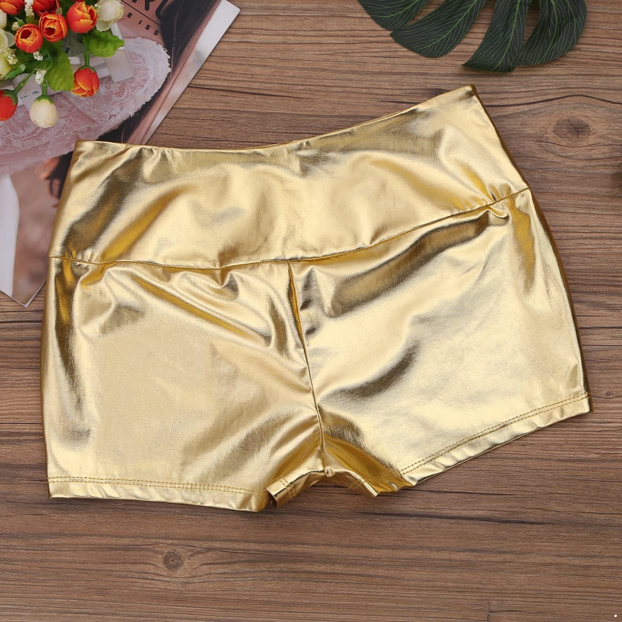 Womens Shiny High Waisted Raves Dance Booty Shorts Hot Pants Boyshorts Stage Performance