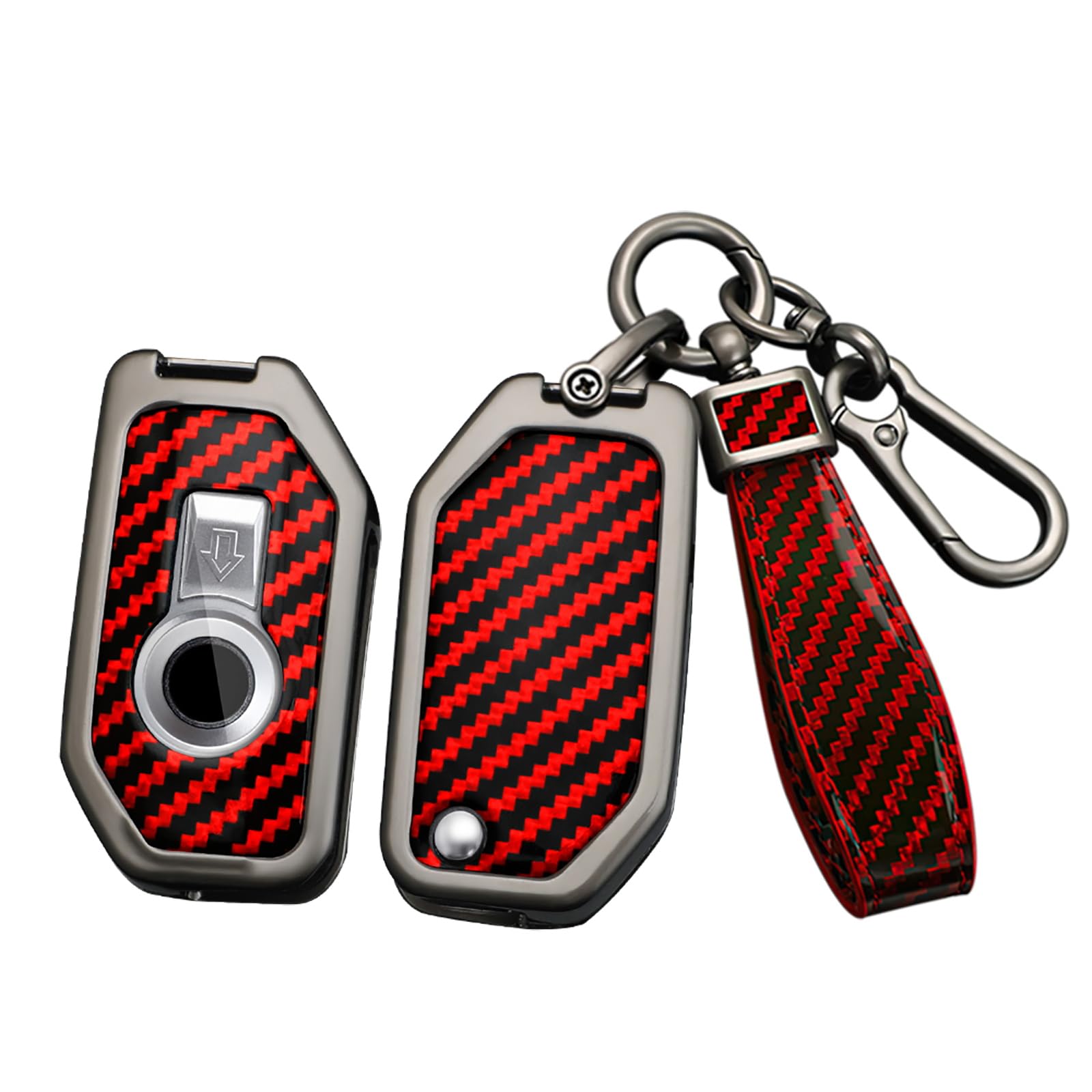 ontto Carbon Fiber Key Fob Shell Fit for BMW Motorcycle Key Fob,Solid Car Key Case with Keychain for R1250GS ADV R1200GS C400GT 750GT F850 F750GS F850GS F900R F900XR K1600,Red