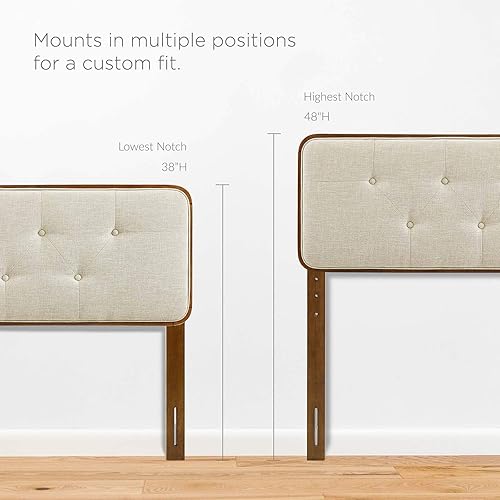 Miniatura 2 de Modway MOD-6645-WAL-BEI Bridgette - Cama de plataforma de madera con marco angular, color beige nogal