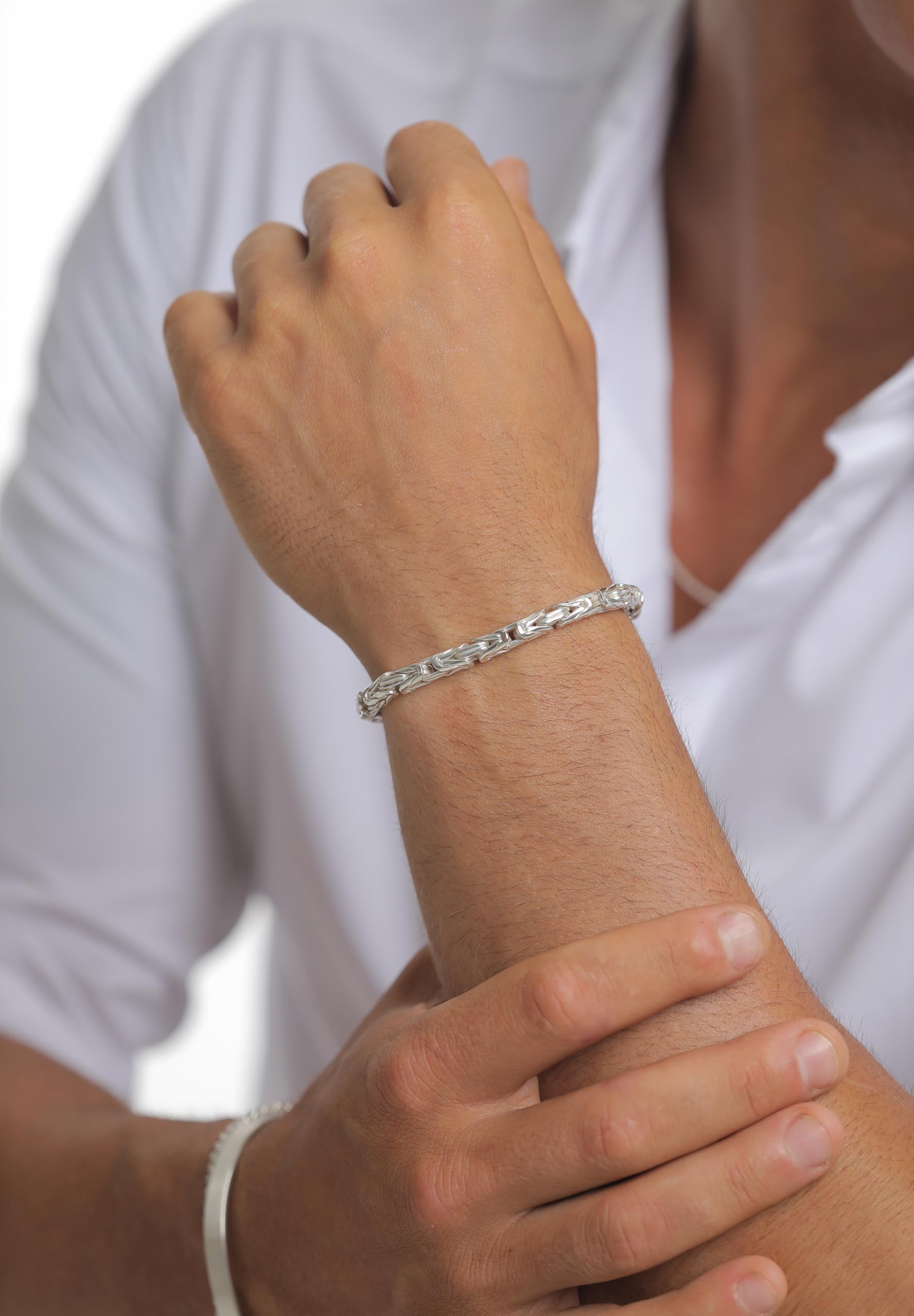 Kuzzoi Buddha Silber-Armband Herren 925 Silber Königsketten Armband (5 mm) | 925 Silber massives Königsarmband für Männer 26.3g
