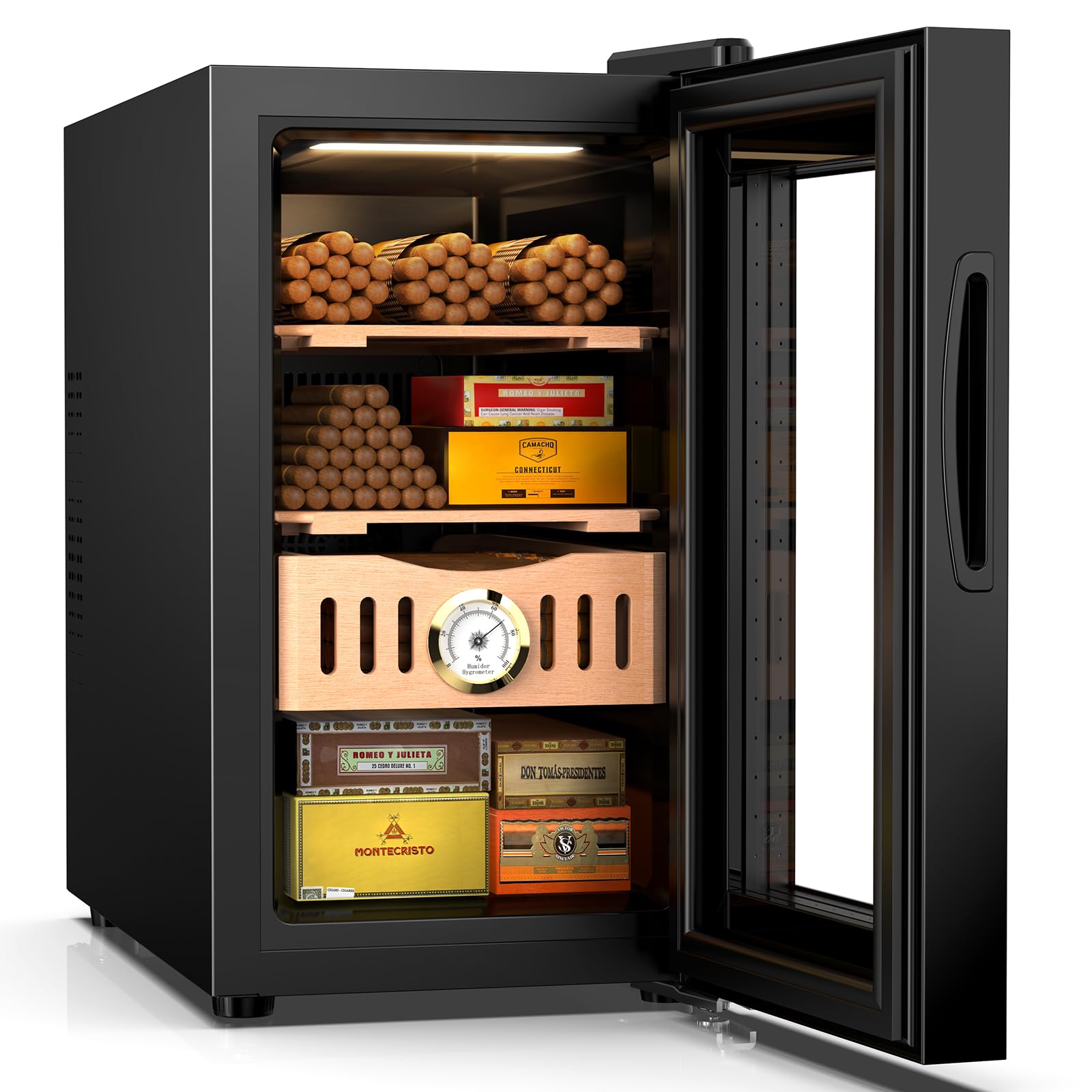 Mojgar 26L Elektrischer Humidor, 200 Zähler elektronischer Zigarren Humidor, Kühler Humidor Schrank mit Kühlung Temperaturregelung, Geschenk für Männer