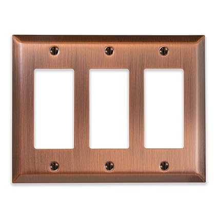 Amerelle 163RRRAC Century Antique Copper Steel 3 Rocker Wallplate