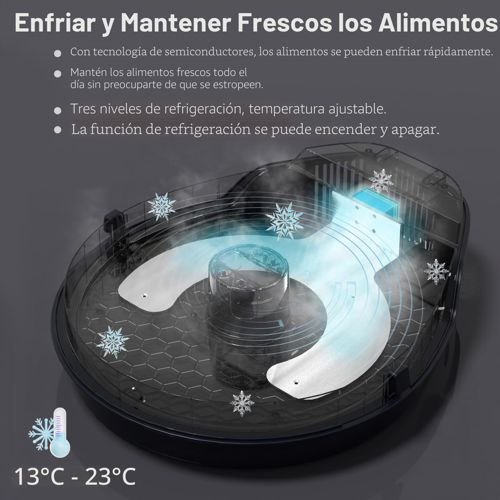 Comedero automático para gatos, comida húmeda con refrigeración, refrigeración por semiconductores, función de temporización, alimentador automático para gatos, comida húmeda para gatos, 5 comidas
