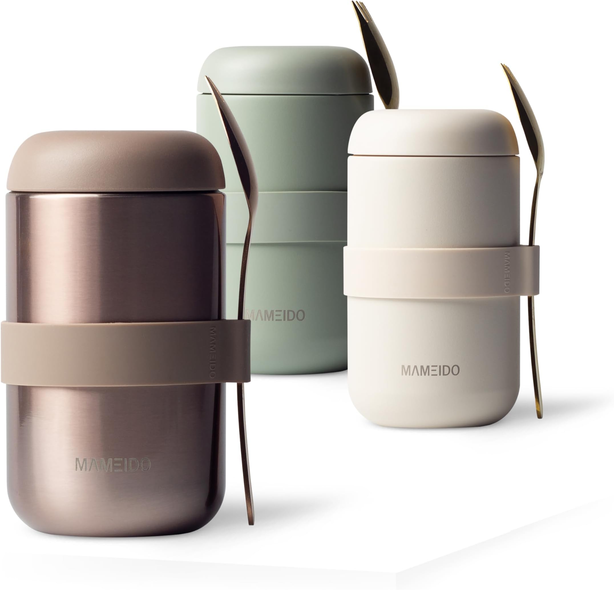 MAMEIDOThermal Food Flask 500 ml for Daily Meal Prep, Leak-Proof Thermo Food Container to go for Porridge, Yoghurt & Soups (Rosé Quartz)