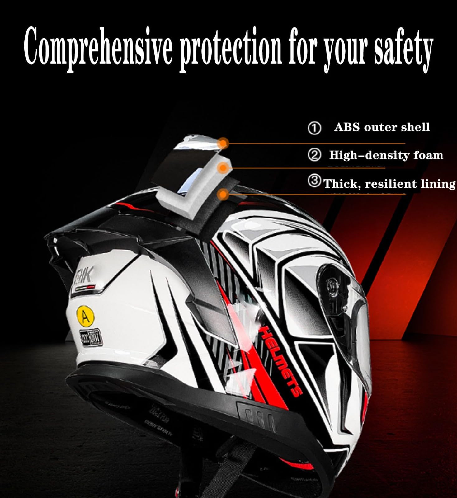 Caschi Integrale Moto Approvato DOTECE Casco Motocicleta Integrali Con Doppia Visiera Elmetto Leggero Guscio Esterno In ABS Con Strato Di Imbottitura In EPS Ad Alta Densità