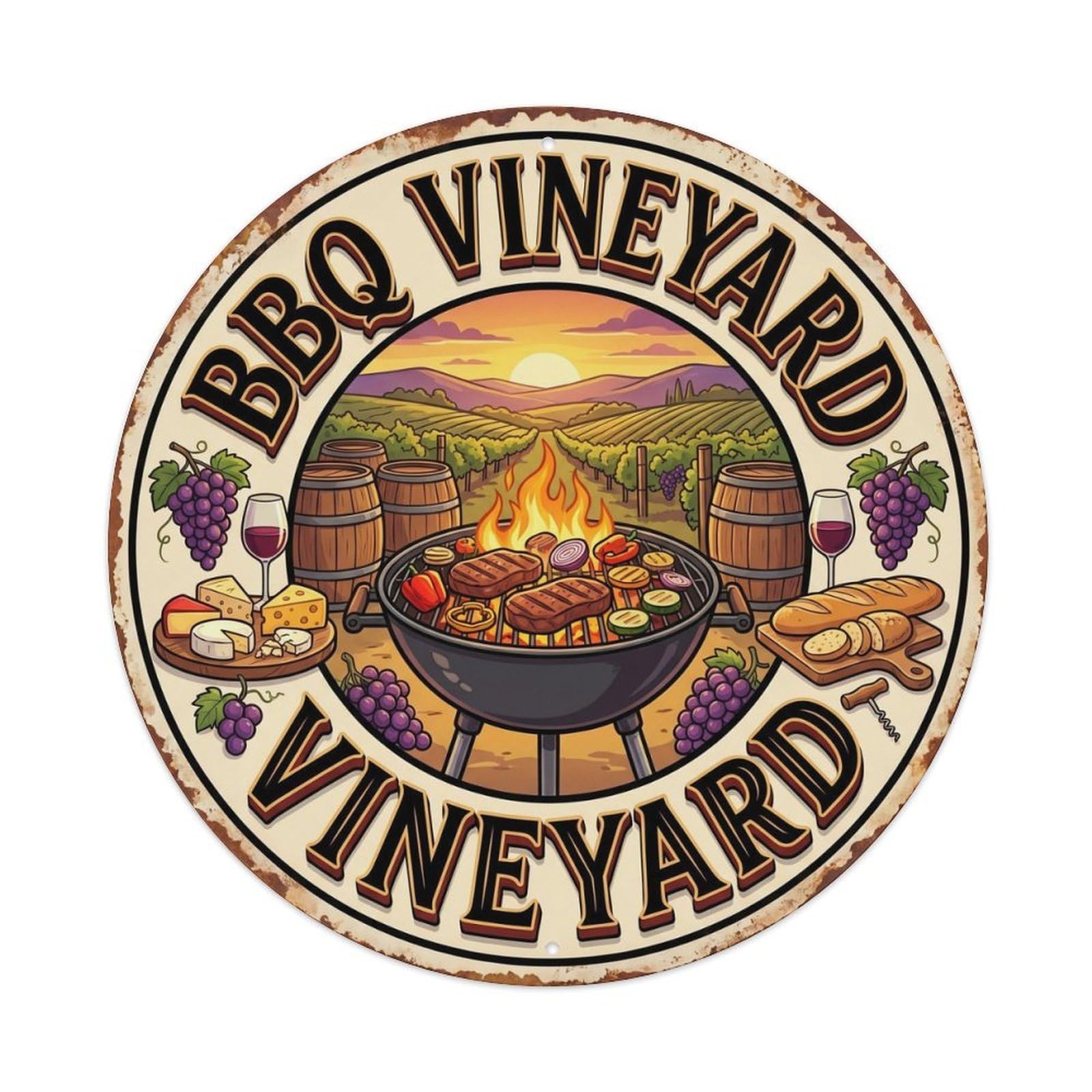 Tgrcjimh Style. Vintage Bbq Vineyard Outdoor Bar Metal Tin Sign