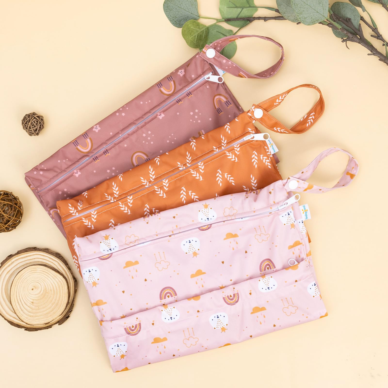 babygoal Baby-Stoffwindeltaschen, waschbare Reisetaschen, Strandtasche, Schwimmbad, Sporttasche für Badebekleidung und nasse Kleidung, mit zwei Reißverschlusstaschen, Stern- und Papierflugzeug, Medium