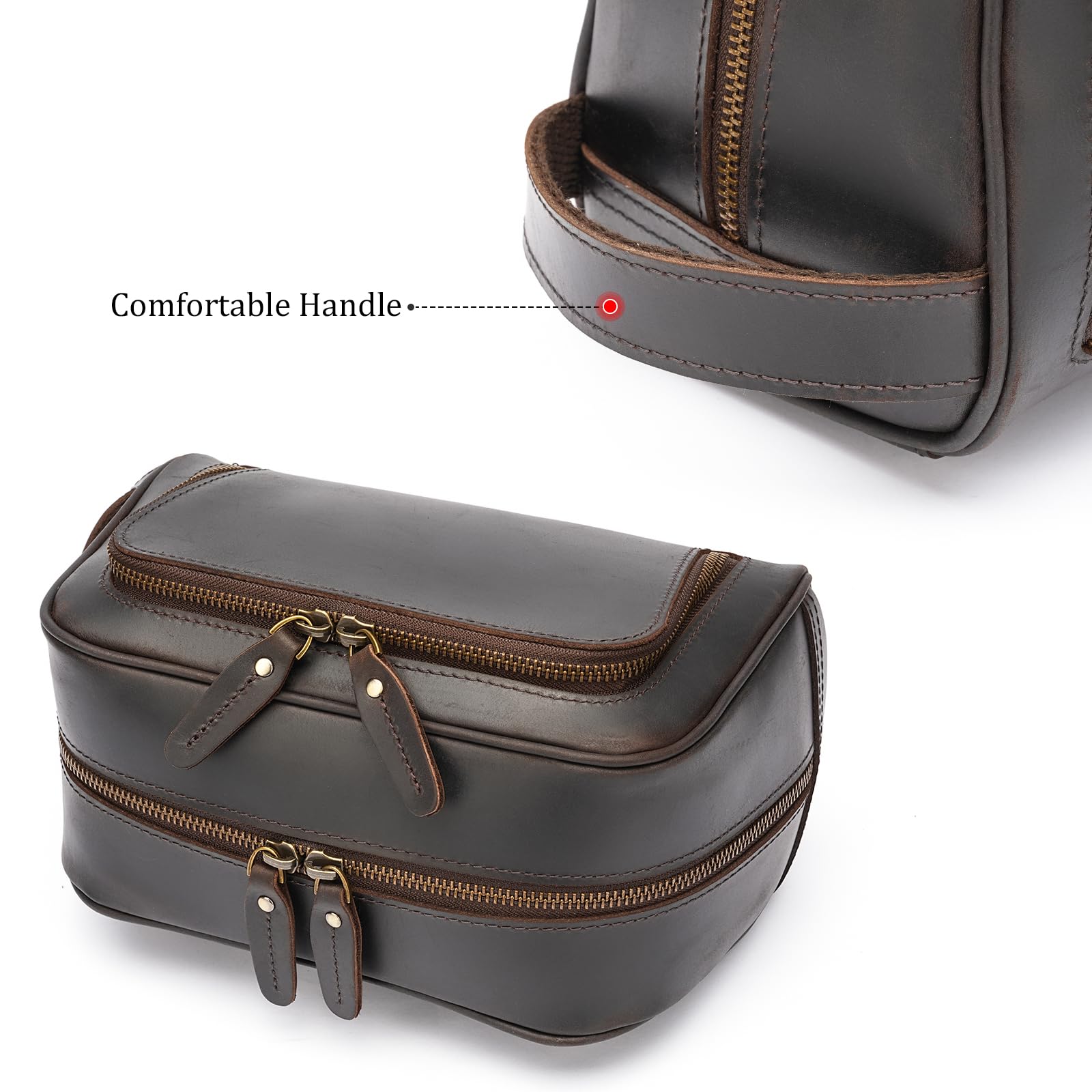 Polare - Beauty case da viaggio in pelle pieno fiore con cerniere YKK