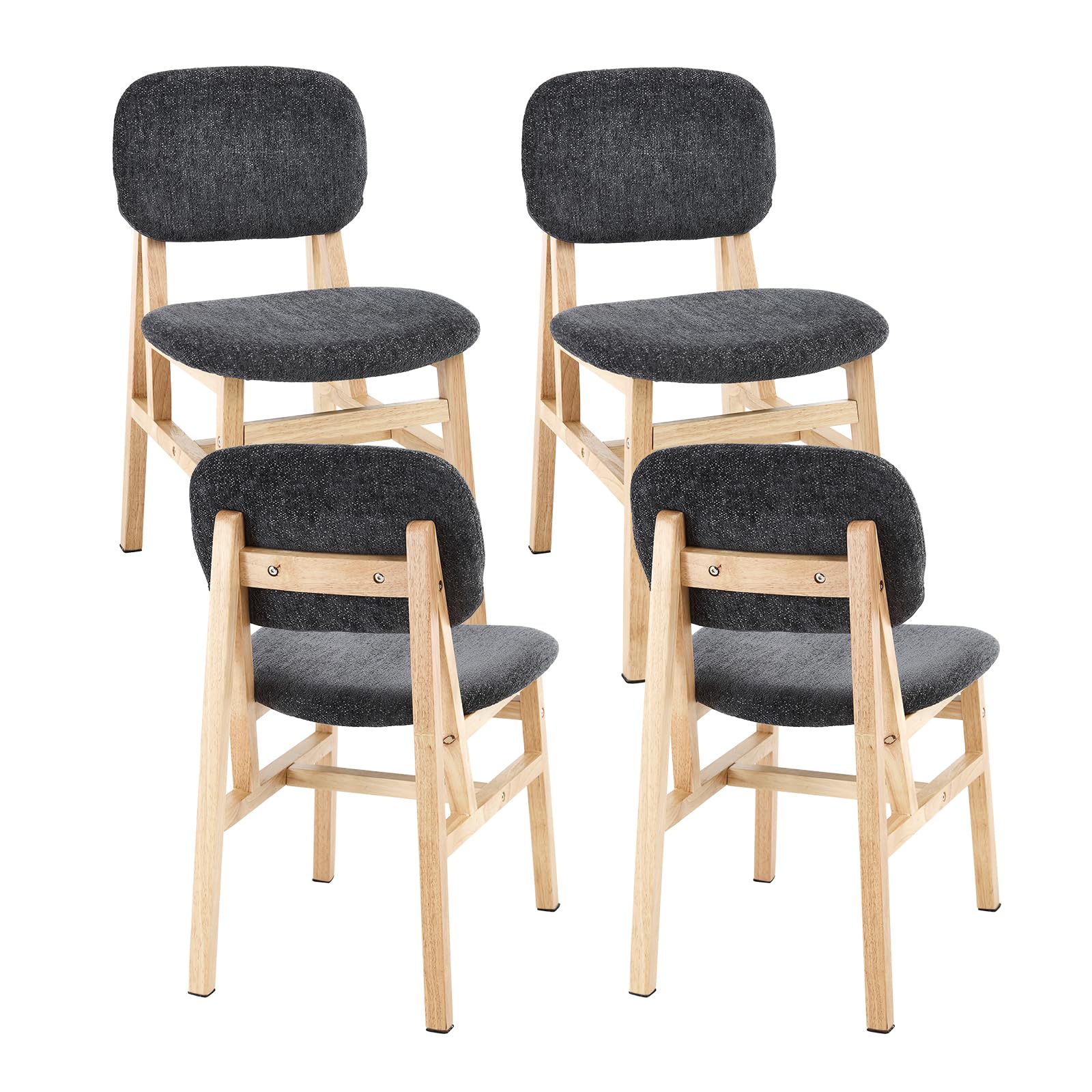 chairus Set of 4 Armless Dining Chairs in Chenille Fabric, Gray