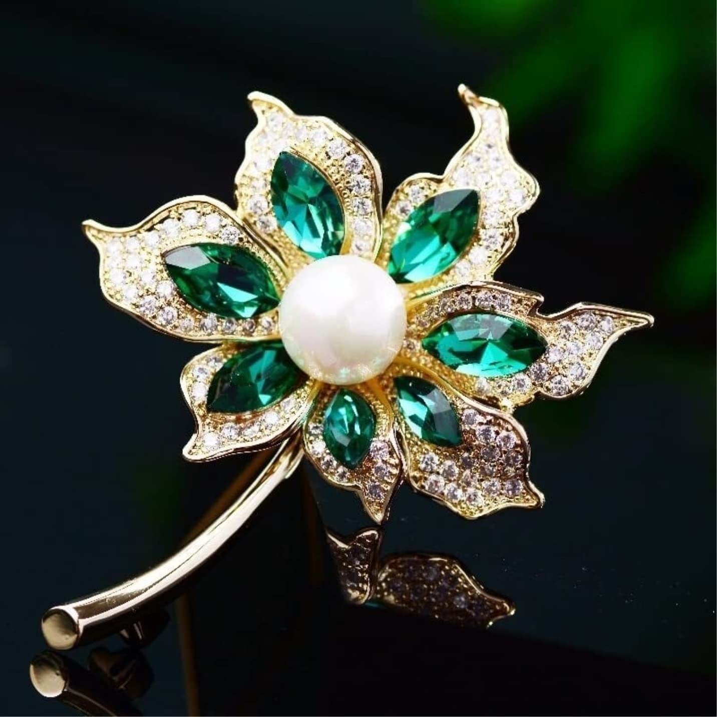 Broche Pin Elegante Broche De Hoja Cristal Imitación para Hombres Y Mujeres, Accesorios, Decoraciones Tela Mujer