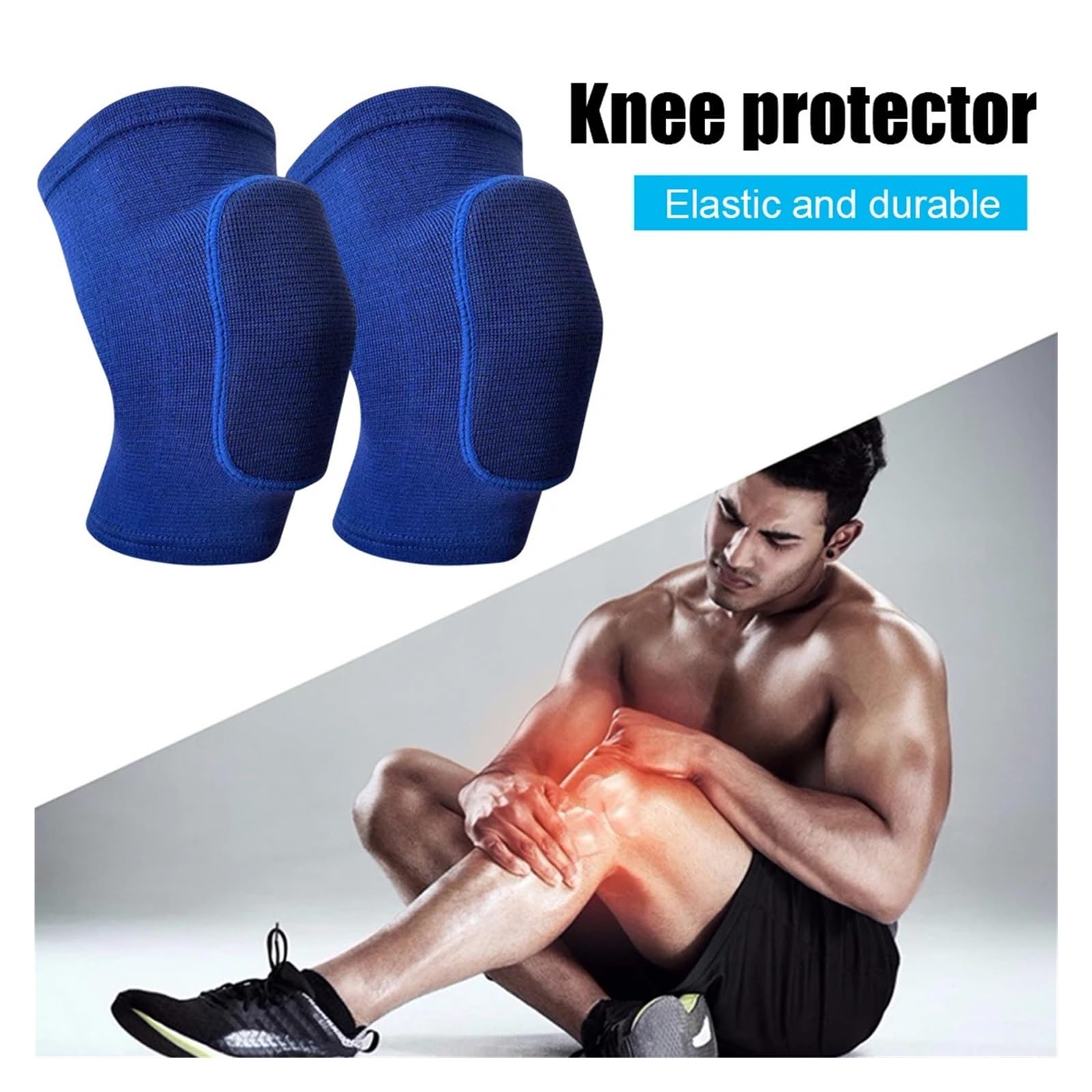 MRKU Genouillères de Sport antidérapantes, 1 Paire, en Mousse épaisse, pour Le Fitness, la Danse et Autres Exercices de Protection.