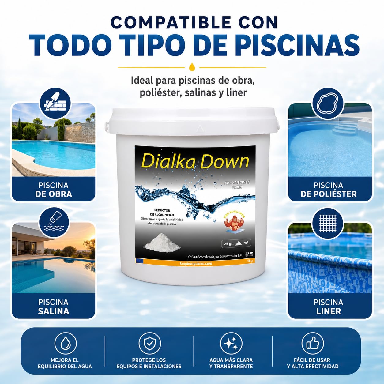 Dialka Down 5KG Reductor de alcalinidad para la Piscina y el SPA (5 kg)