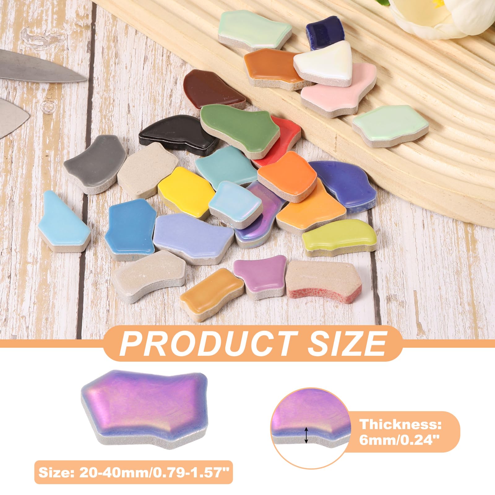 PATIKIL 250g/0.55LB Irregular Ceramics Mosaic Tiles, 0.79"-1.57" Mosaic Stained Tile Broken Porcelain Pieces… - Image 2