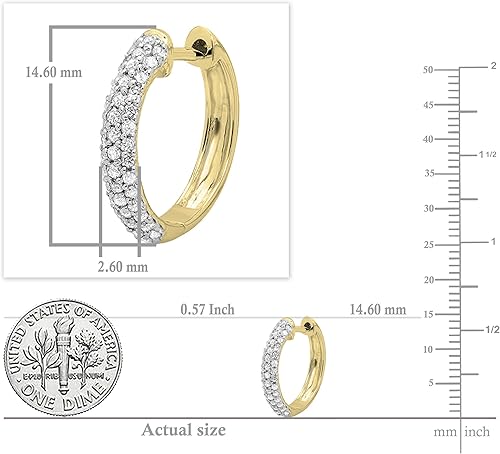 Miniatura 5 de Dazzlingrock Collection Pendientes de aro de 0,50 quilates (quilates) con diamantes blancos redondos de 12 quilates, disponibles en metal de 10 K14