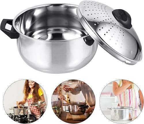 Miniatura 4 de BESTonZON Pote de fideos de pasta de espaguetis olla de ramen de acero inoxidable olla de espagueti olla con colador