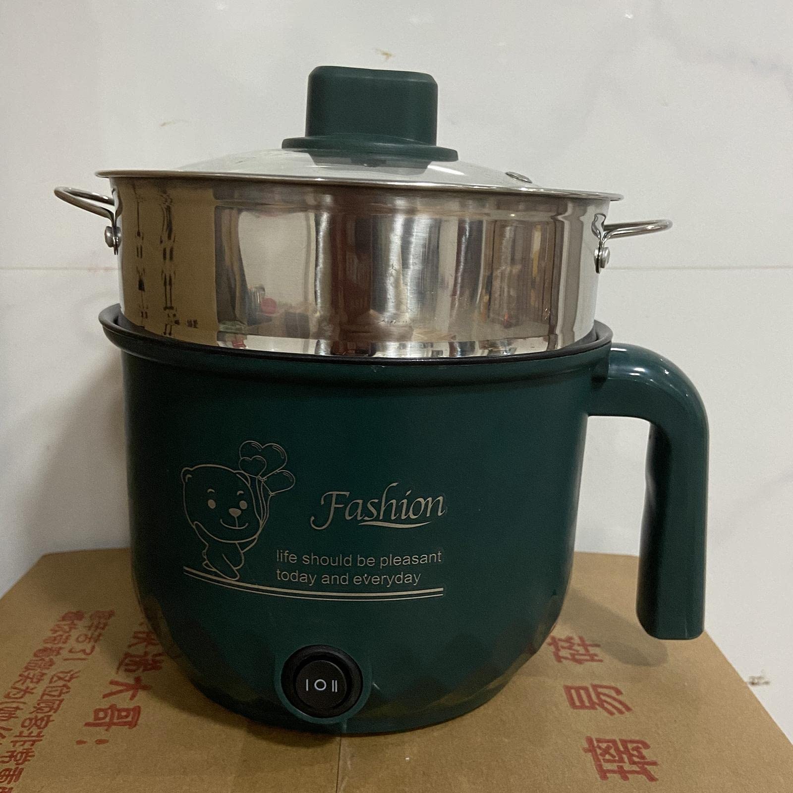 Sharplace Mini Hot Pot Ramen Cooker Antihaft-tragbare elektrische Mehrzweckpfanne für Home Office Dorm, mit Dampfgarer Grün