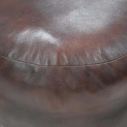 Miniatura 8 de Puf marrón ecológico hecho a mano de cuero de cabra redondo - Puf de forma redonda, 14.0 in x 14.0 in x 14.0 in, Puf sólido liso, Puf de cuero de